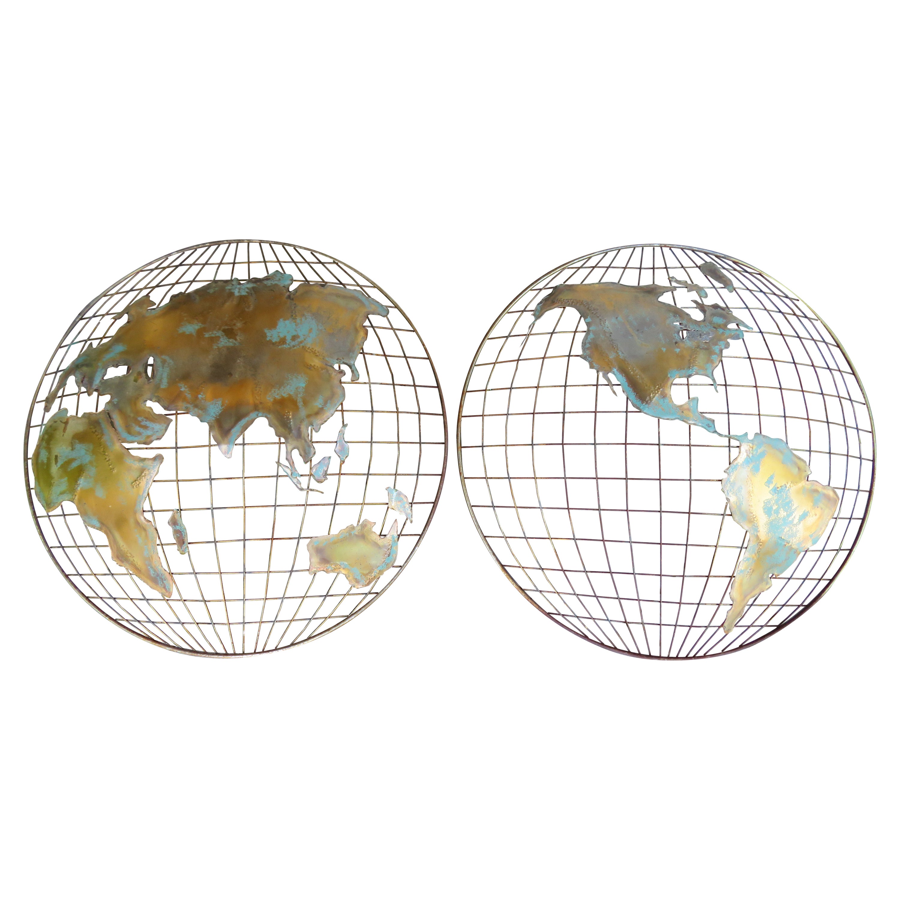 Fun Signierte Curtis Jere Globe World Wandskulptur Mid-Century Modern