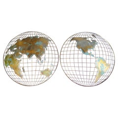 Fun Signierte Curtis Jere Globe World Wandskulptur Mid-Century Modern