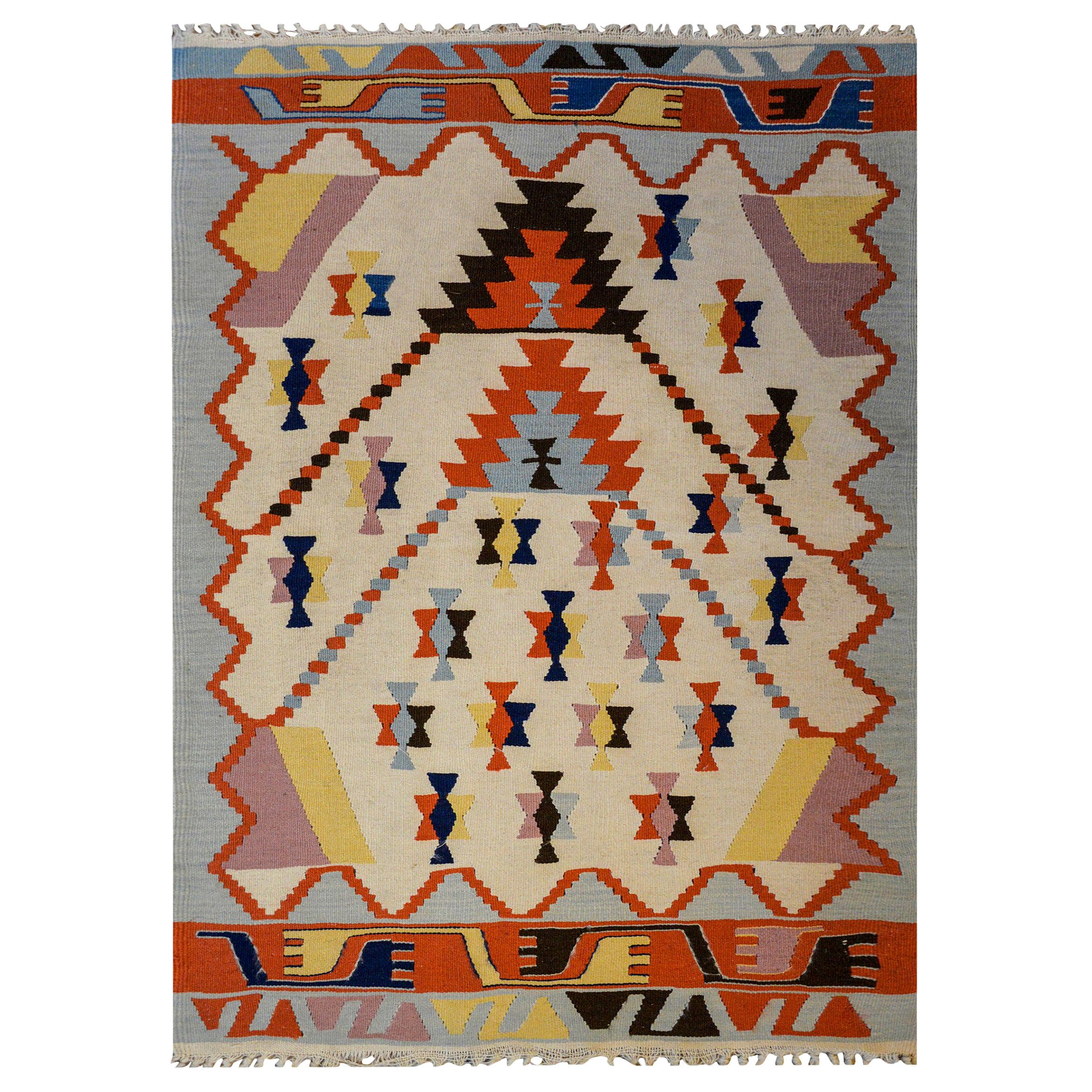 Fun Vintage Indian Dhurrie Kilim Rug