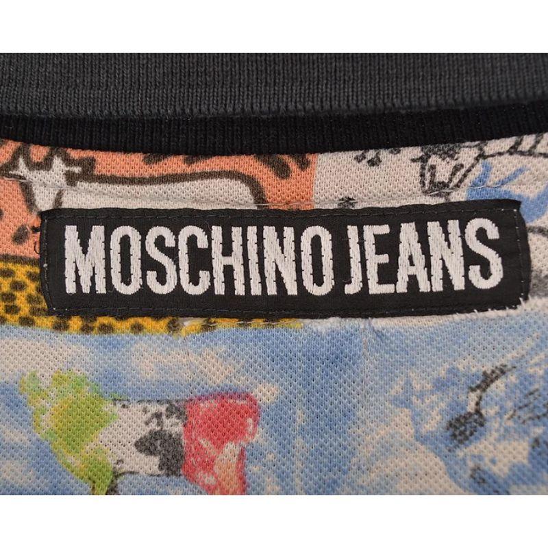 Men's Fun Vintage Moschino 1990's Cow Print Polo Shirt - Button down Tee For Sale