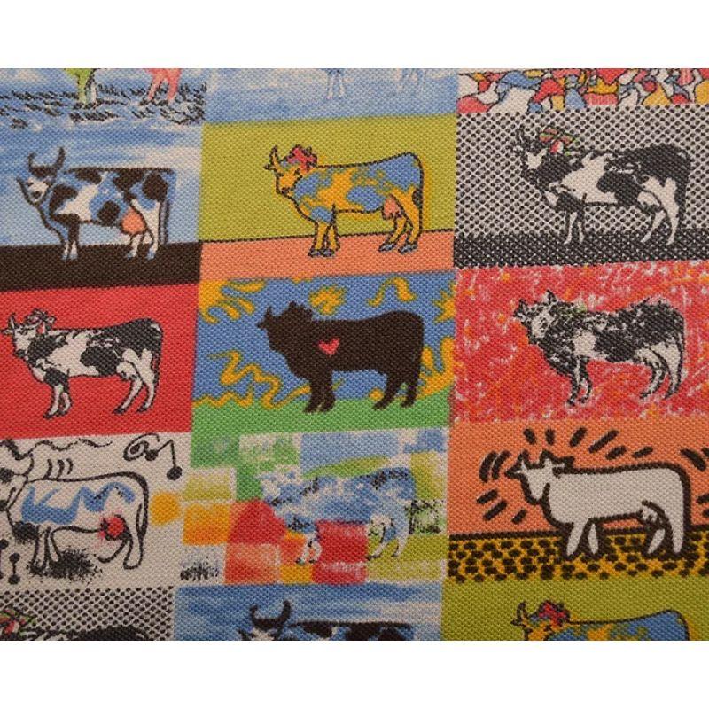 Fun Vintage Moschino 1990's Cow Print Polo Shirt - Button down Tee For Sale 3