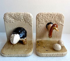 Fun! Vintage Post-Modern Ostrich / Emu Bookends by Quon Quon, Japan, 1980