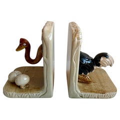 Fun! Vintage Post-Modern Ostrich / Emu Bookends by Quon Quon, Japan, 1980