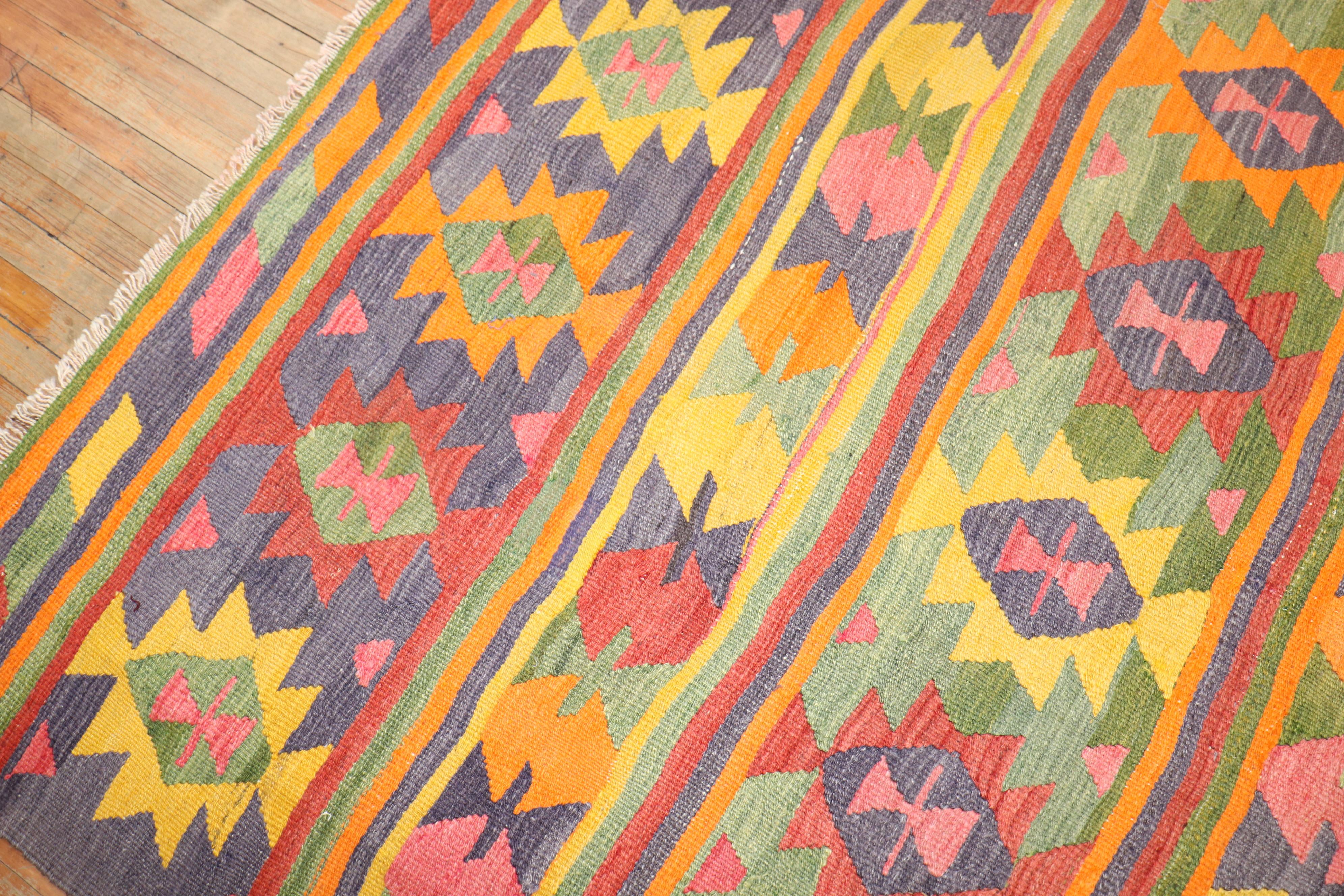 Fun Vintage Turkish Kilim In Good Condition For Sale In New York, NY