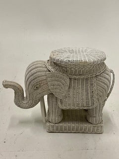 Fun Vintage Wicker and Rattan Elephant End Table