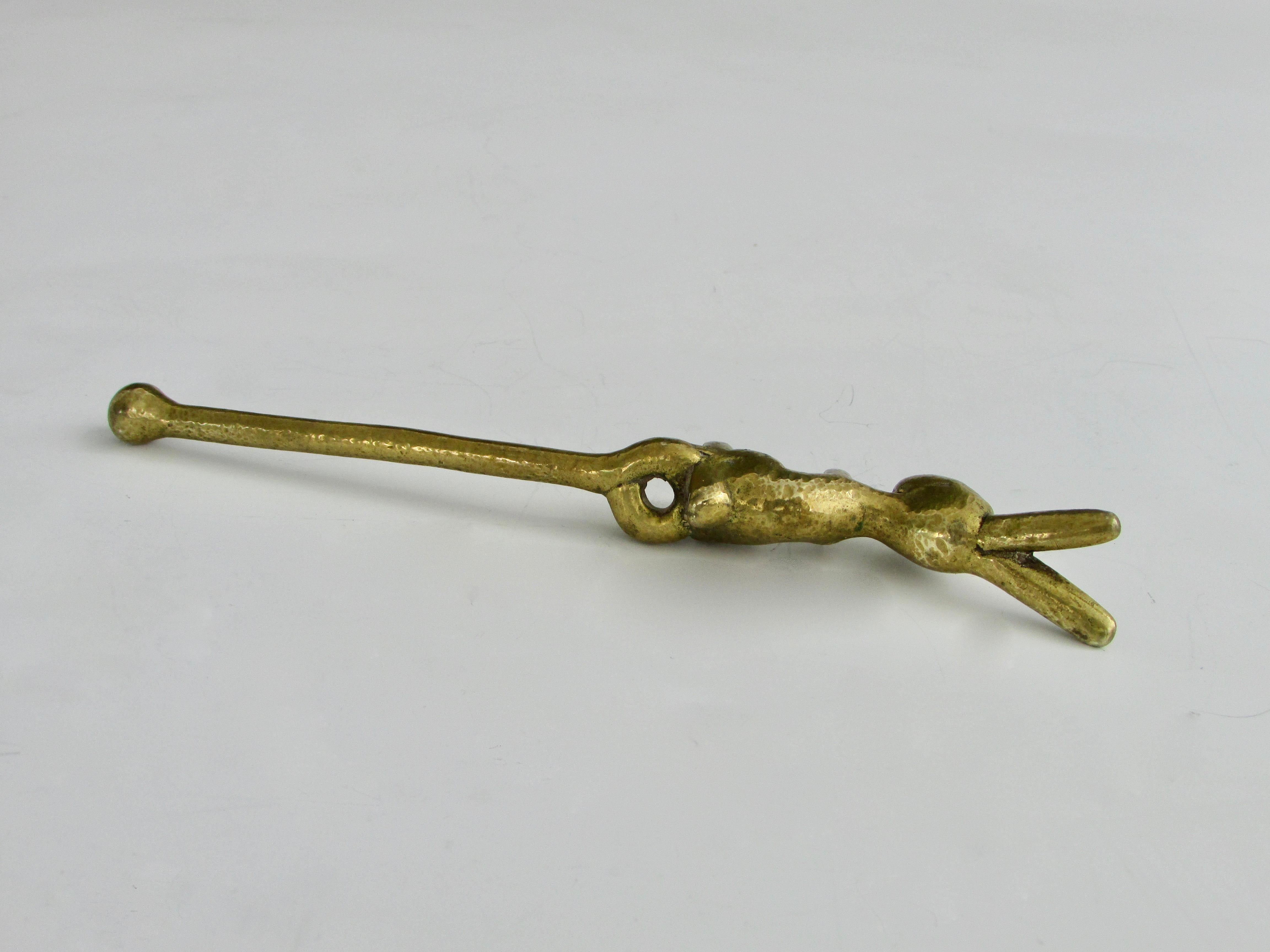 Fun Whimsical Cast Brass Bunny Whiskey Stir Stick In Good Condition For Sale In Ferndale, MI
