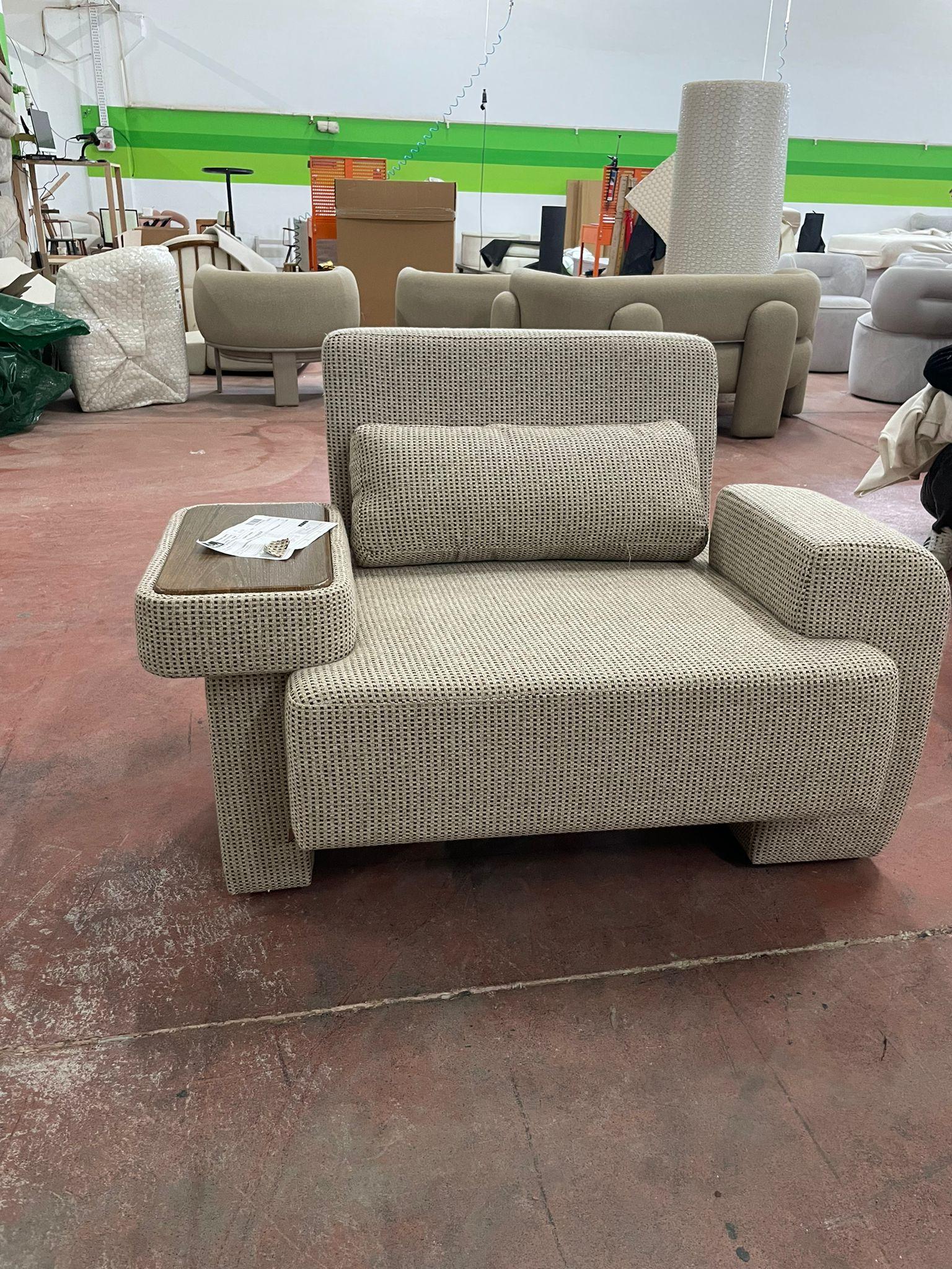 Organic Modern Funcional Armchair, Velvet Armchair, Comfy Armchair For Sale
