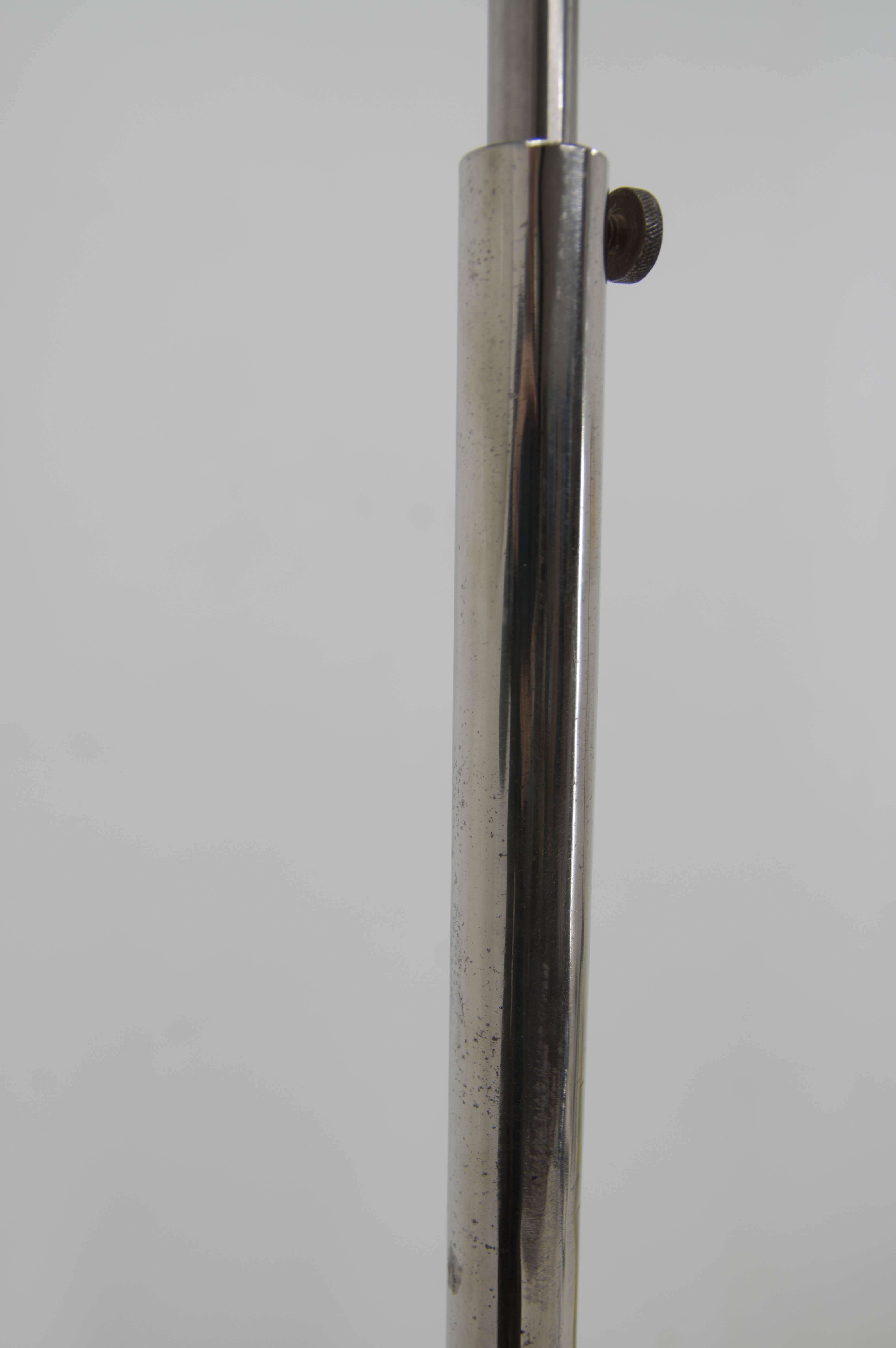 Glass Functiionalist Floor Lamp with Adjustable Height , 1930s, Restored