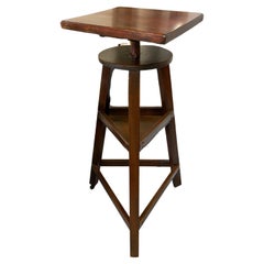 Functional and Beautiful Antique Oak Adjustable Sculptors Pedestal Stand
