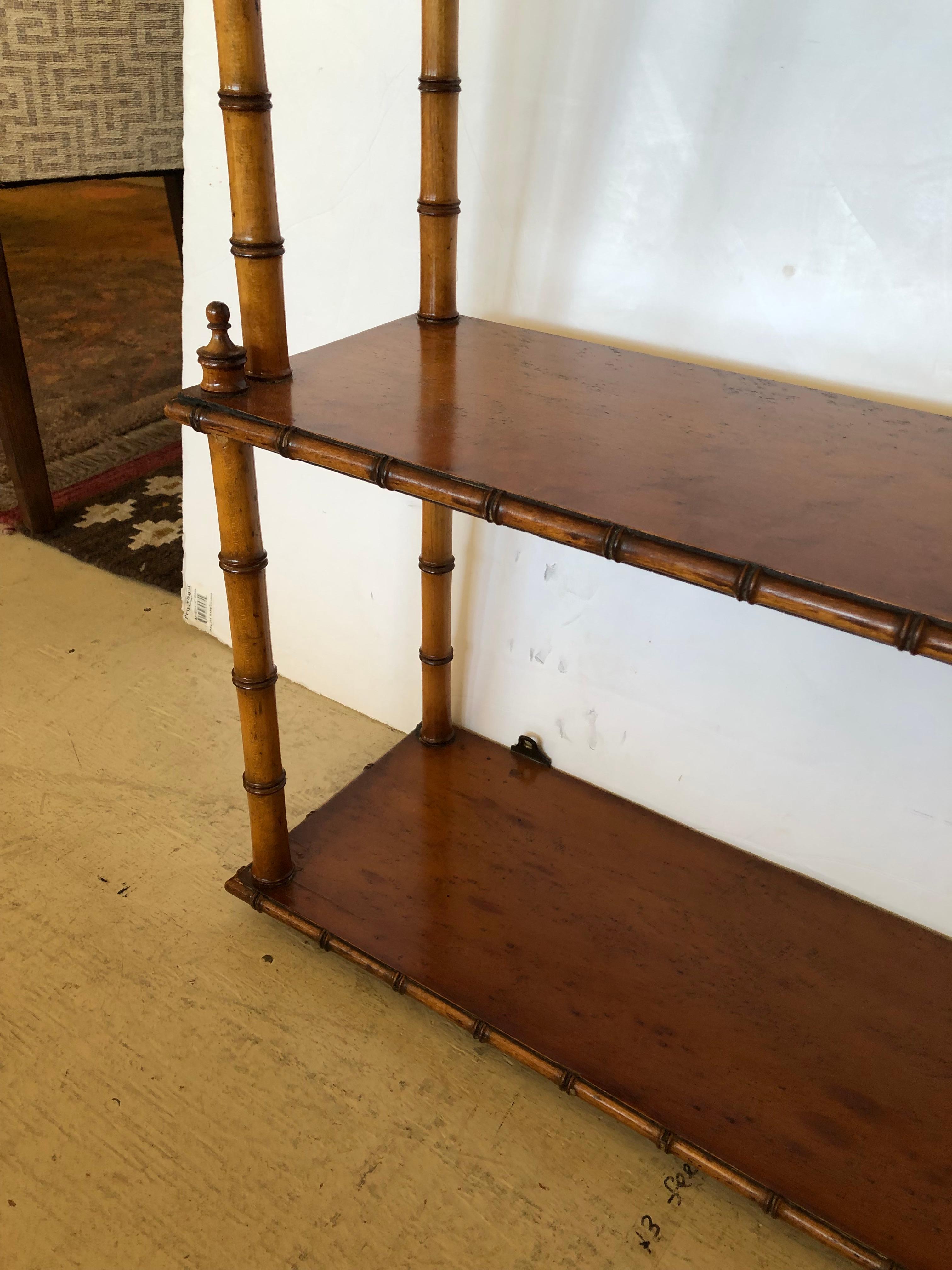 Functional and Beautiful Vintage Bamboo & Wood Wall Shelf 4