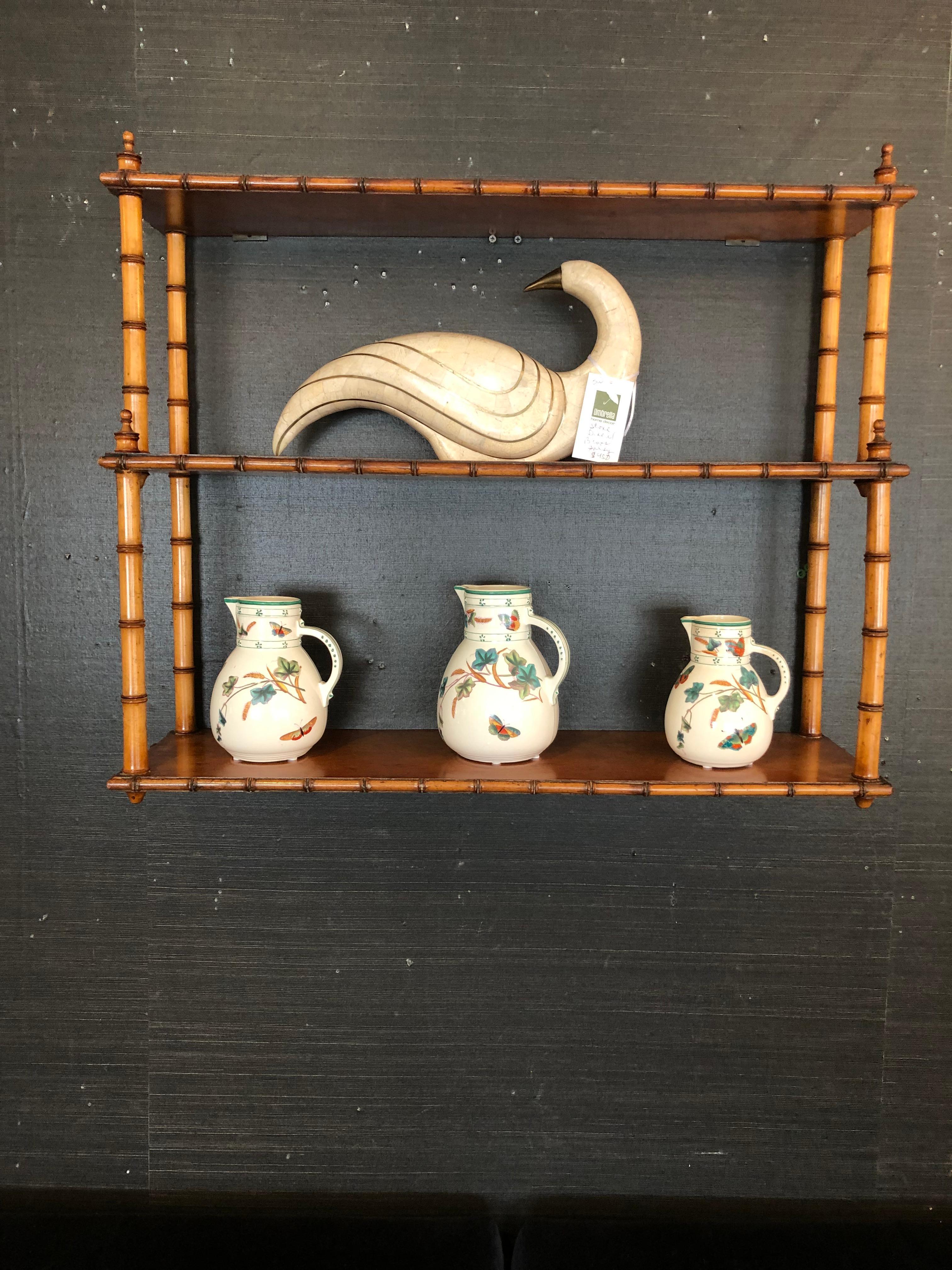 American Functional and Beautiful Vintage Bamboo & Wood Wall Shelf