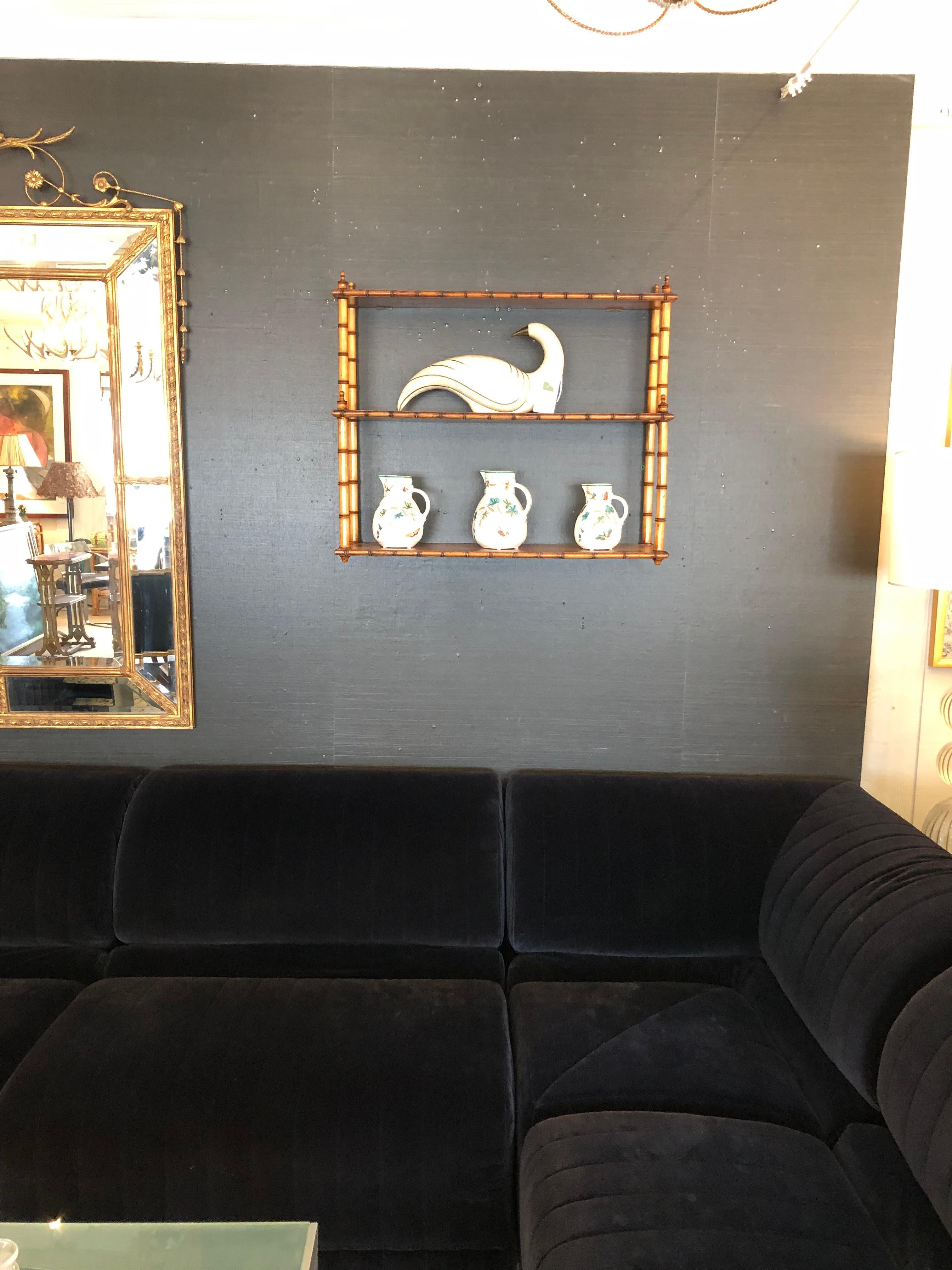 Functional and Beautiful Vintage Bamboo & Wood Wall Shelf In Good Condition In Hopewell, NJ
