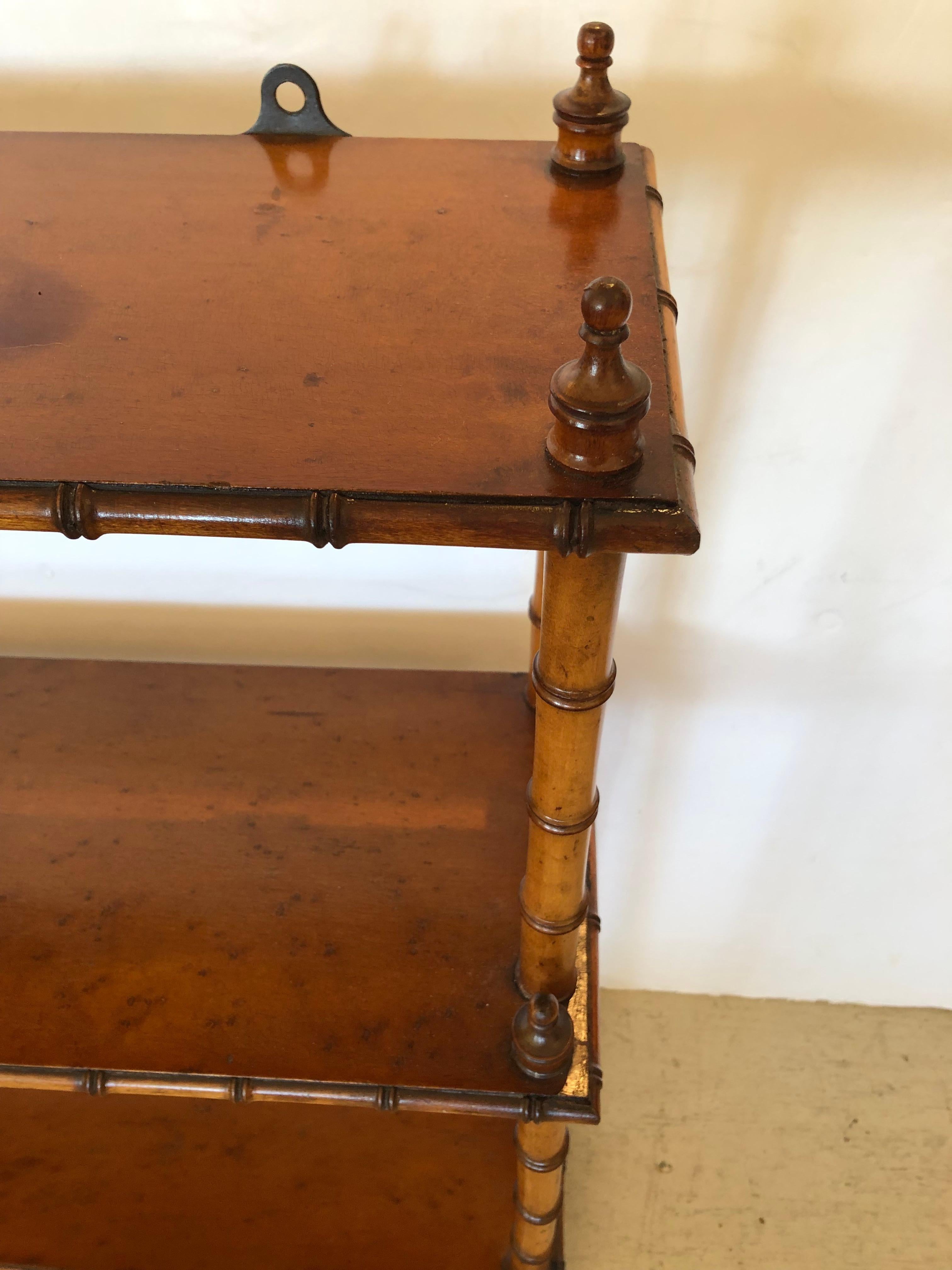 Functional and Beautiful Vintage Bamboo & Wood Wall Shelf 1