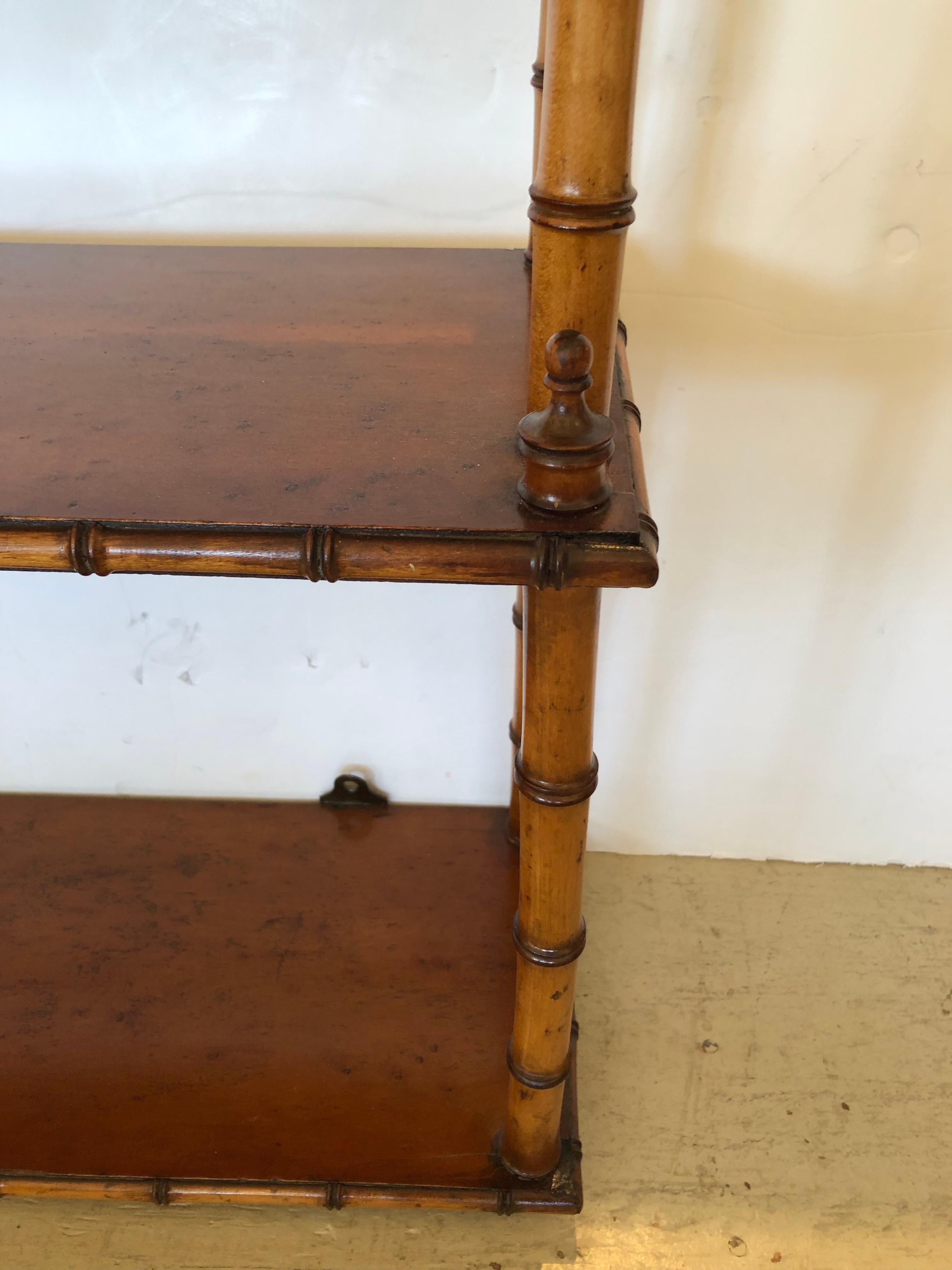 Functional and Beautiful Vintage Bamboo & Wood Wall Shelf 2