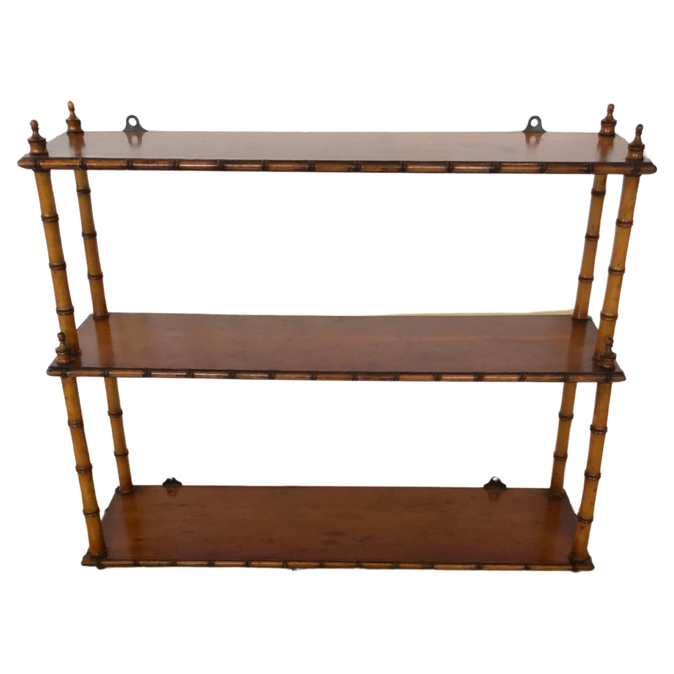 Functional and Beautiful Vintage Bamboo & Wood Wall Shelf