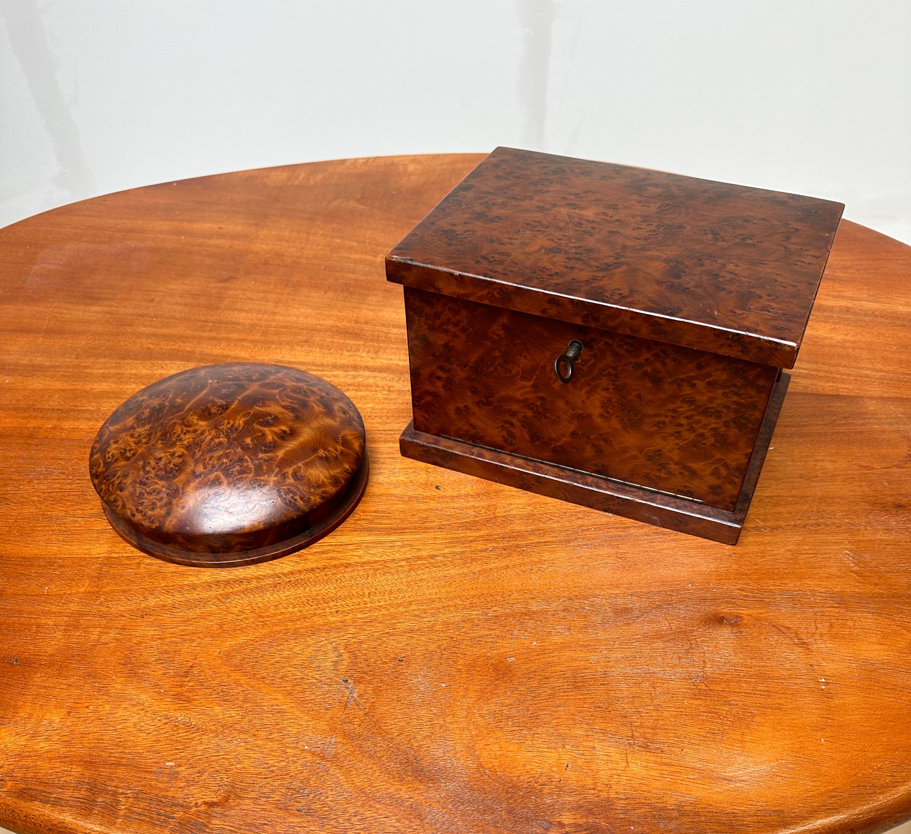 Functional and Stylish Burl / Burr Wood Foldable Jewelry Casket with Round Box 12