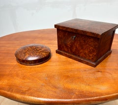 Functional and Stylish Burl / Burr Wood Foldable Jewelry Casket with Round Box
