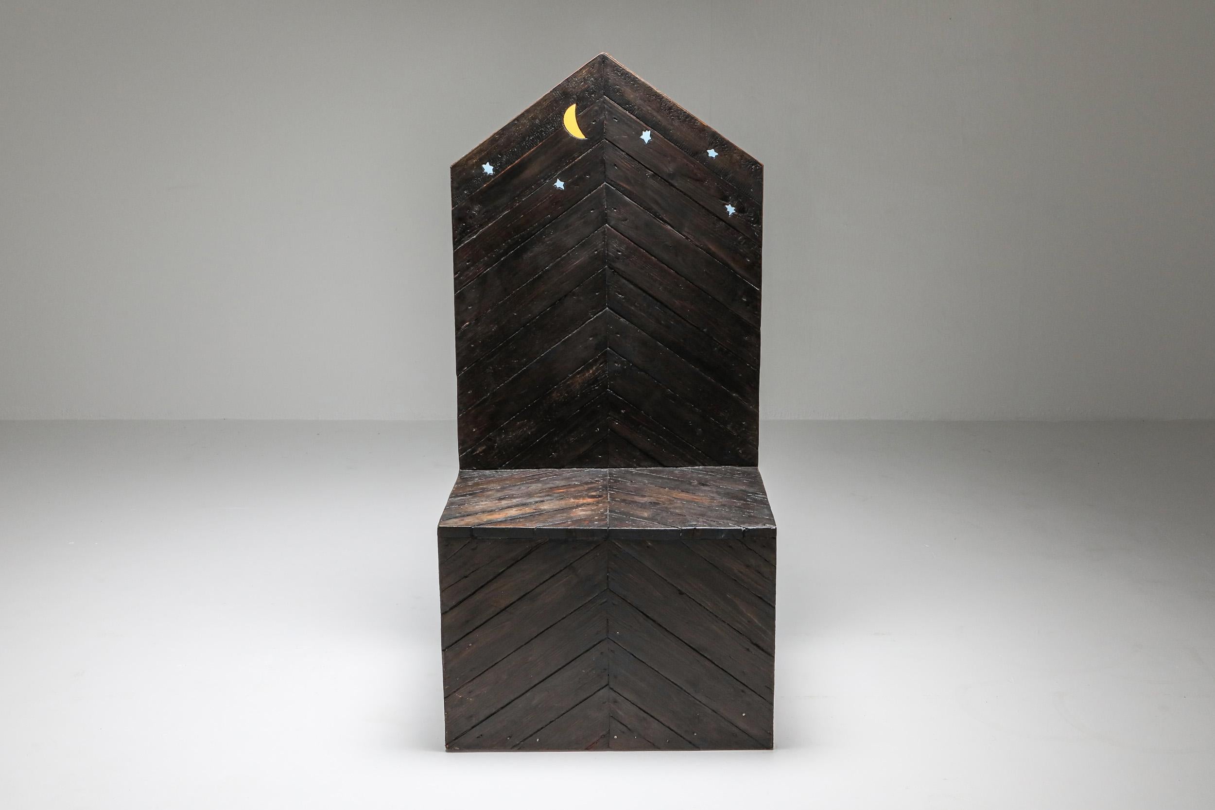Italian Functional Art by Lorenzini Mid-Century Modern Throne Chair, 1980s For Sale