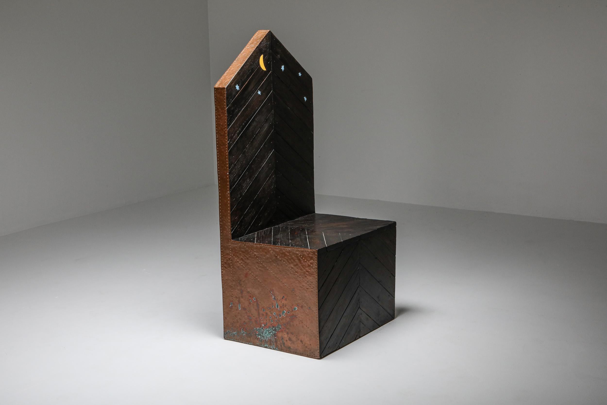 Ceramic Functional Art by Lorenzini Mid-Century Modern Throne Chair, 1980s For Sale
