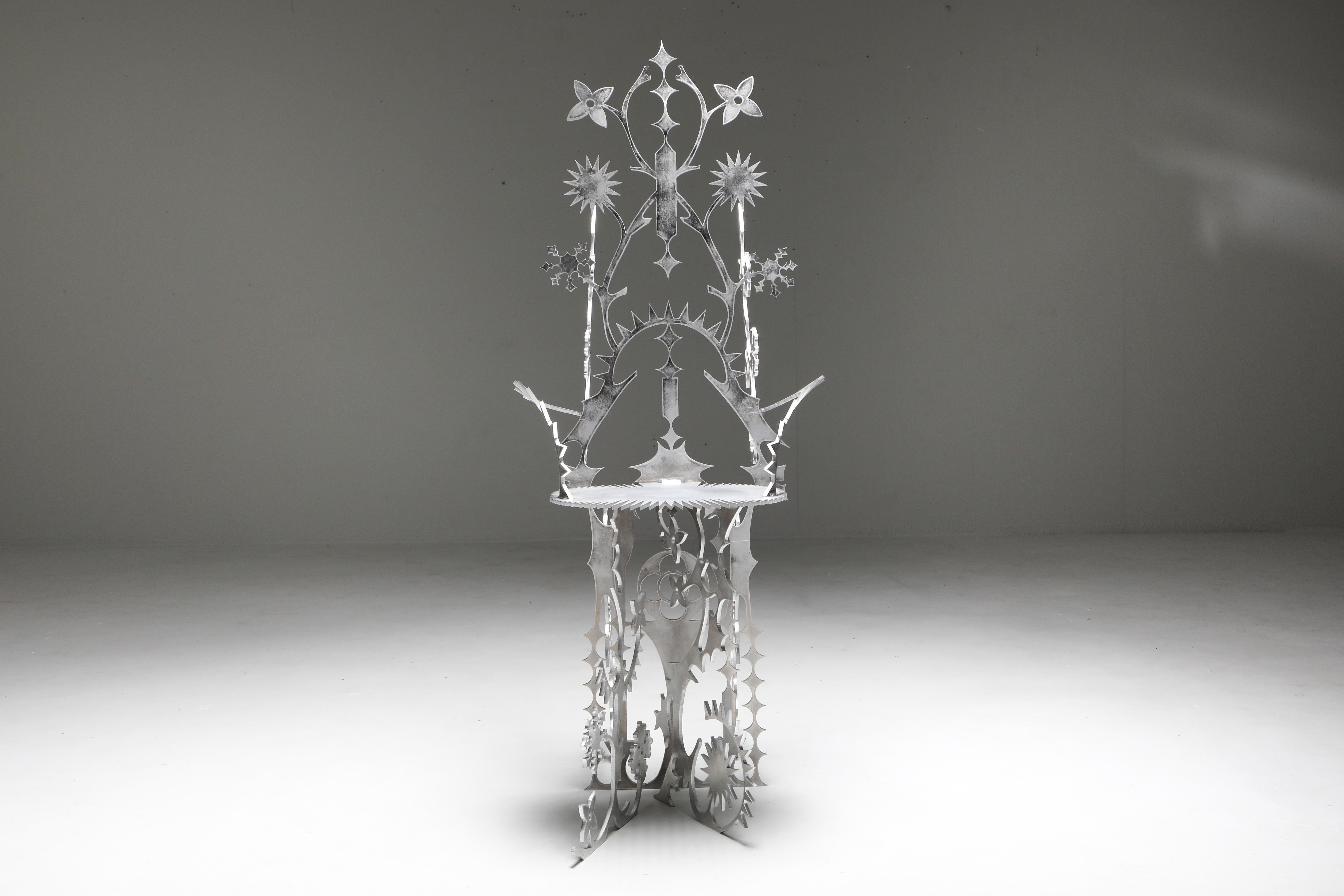 ‘Ornamentum 1’ chair made from 6mm lasered aluminium. Designed as part of a collaborative project between spatial designer Orson Van Beek and fashion designer Quinten Mestdagh, consisting of three unique functional art pieces.

Orson Van Beek and