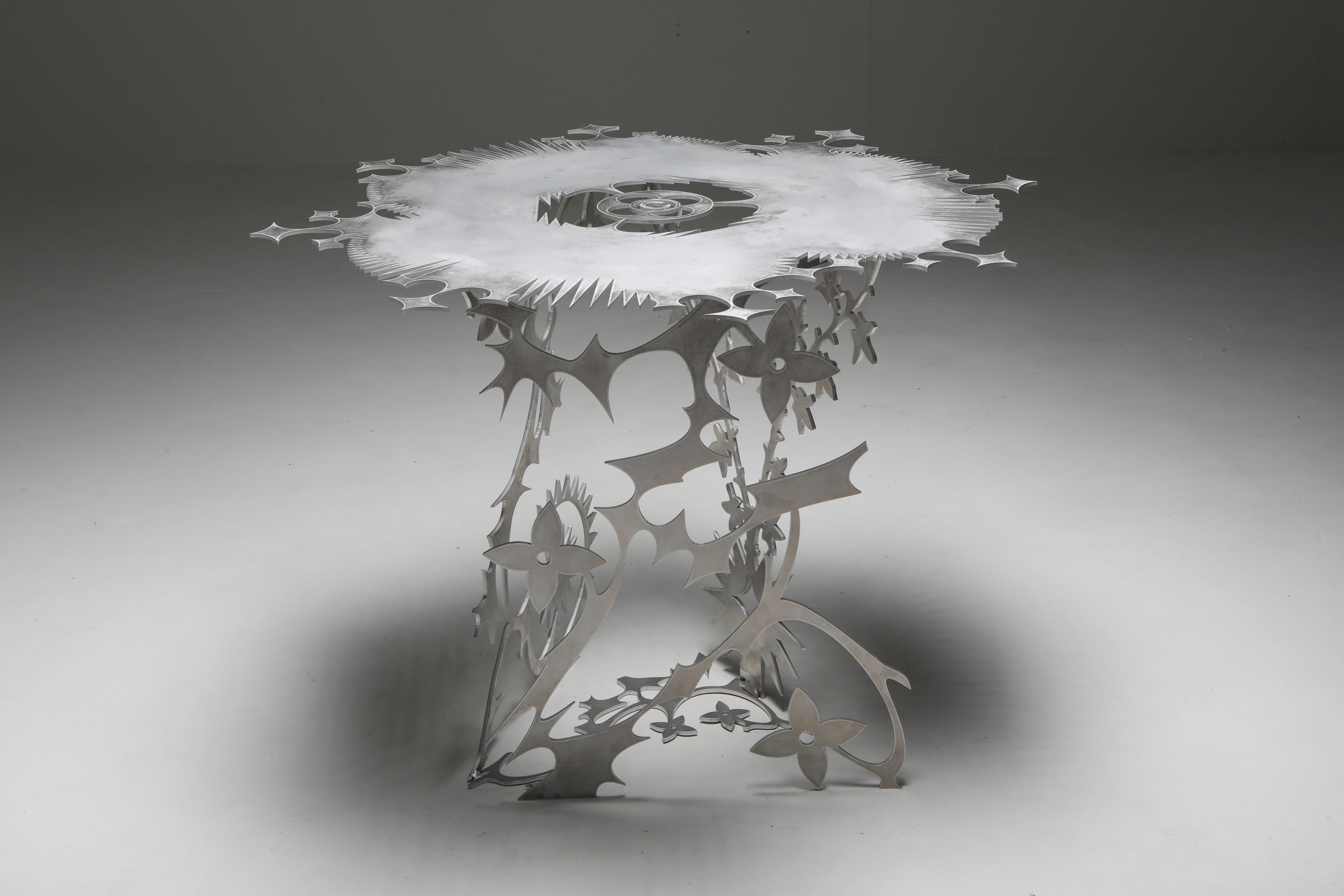 Belgian 'Ornamentum 2' 6mm Lasered Aluminium Table Orson Van Beek & Quinten Mestdagh For Sale