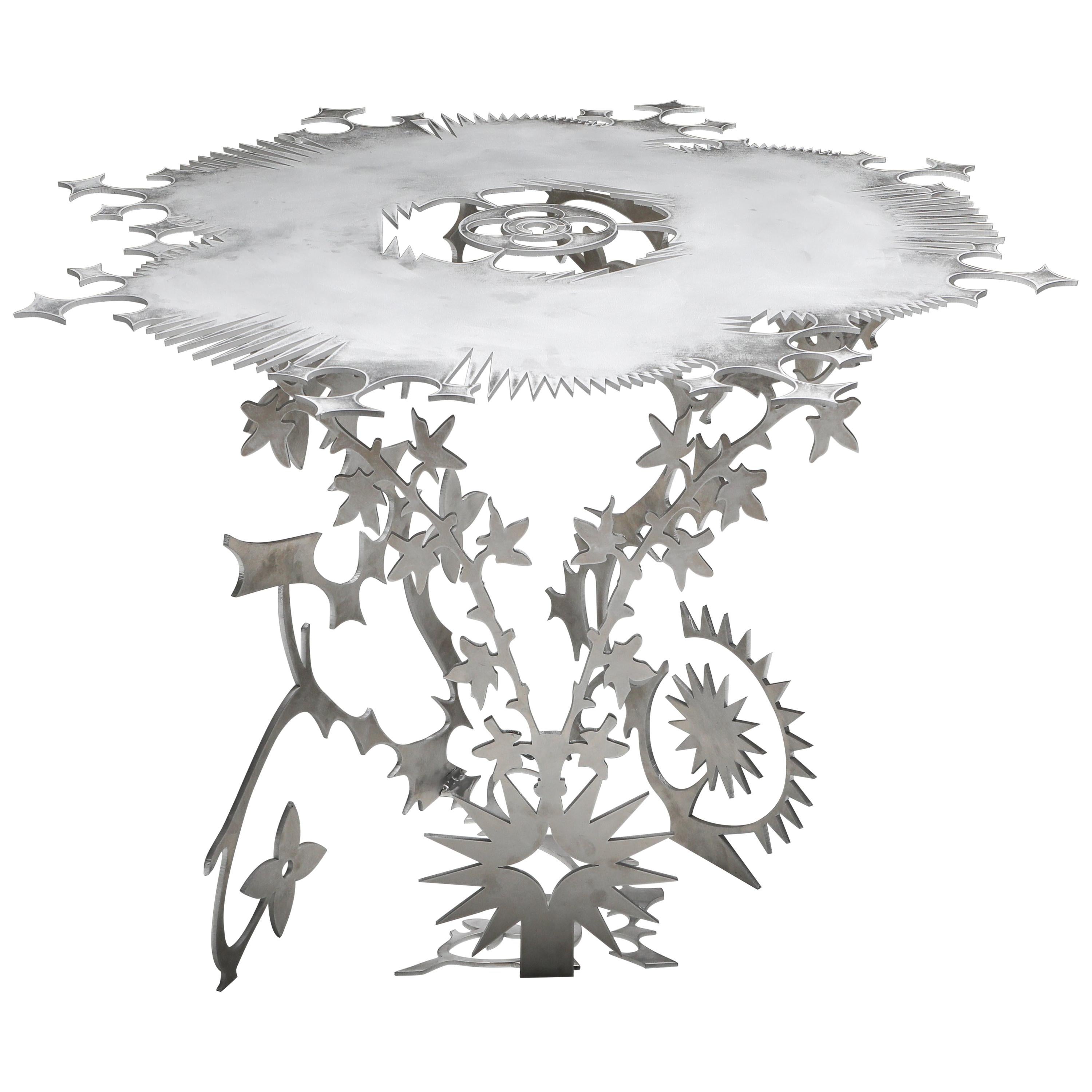 „Ornamentum 2“ 6 mm Tisch aus lasergestrahltem Aluminium Orson Van Beek & Quinten Mestdagh im Angebot