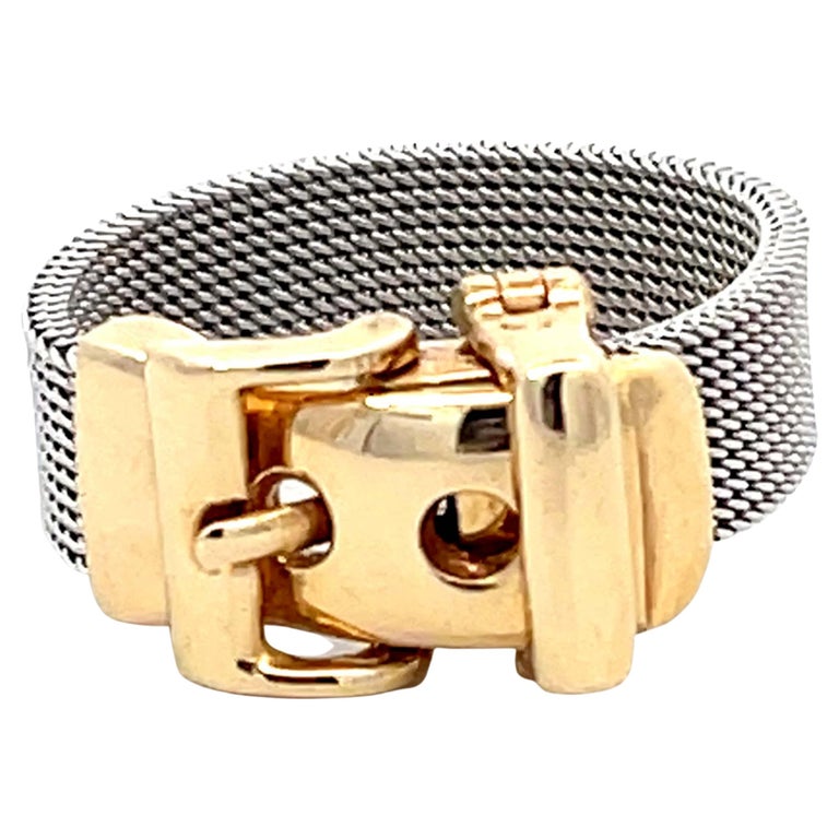 1stDibs Gold Functional Two Toned Belt Ring 14K Modern