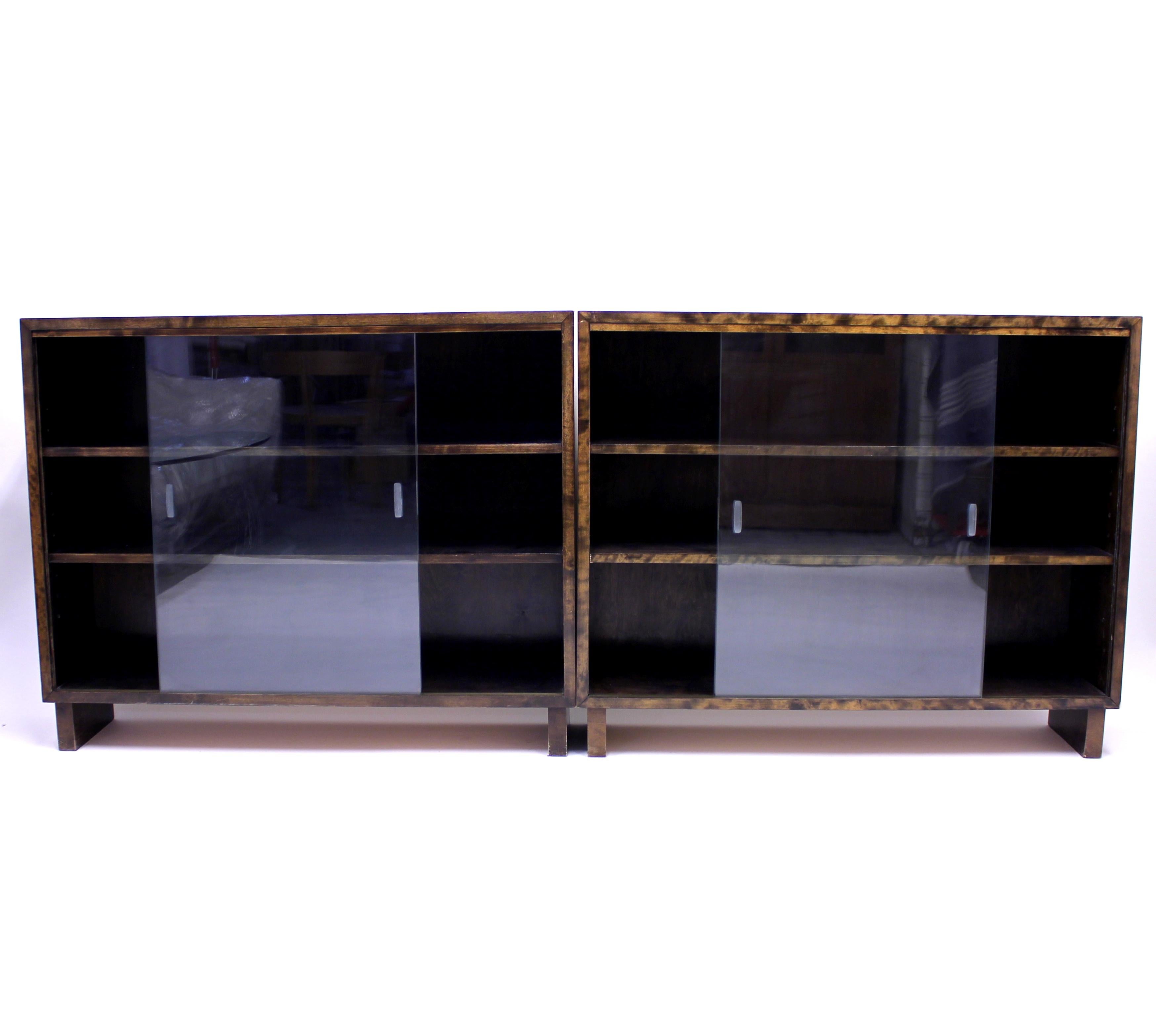 Functionalist Art Deco Vitrine Book Shelves, Set of 2, 1930s 1