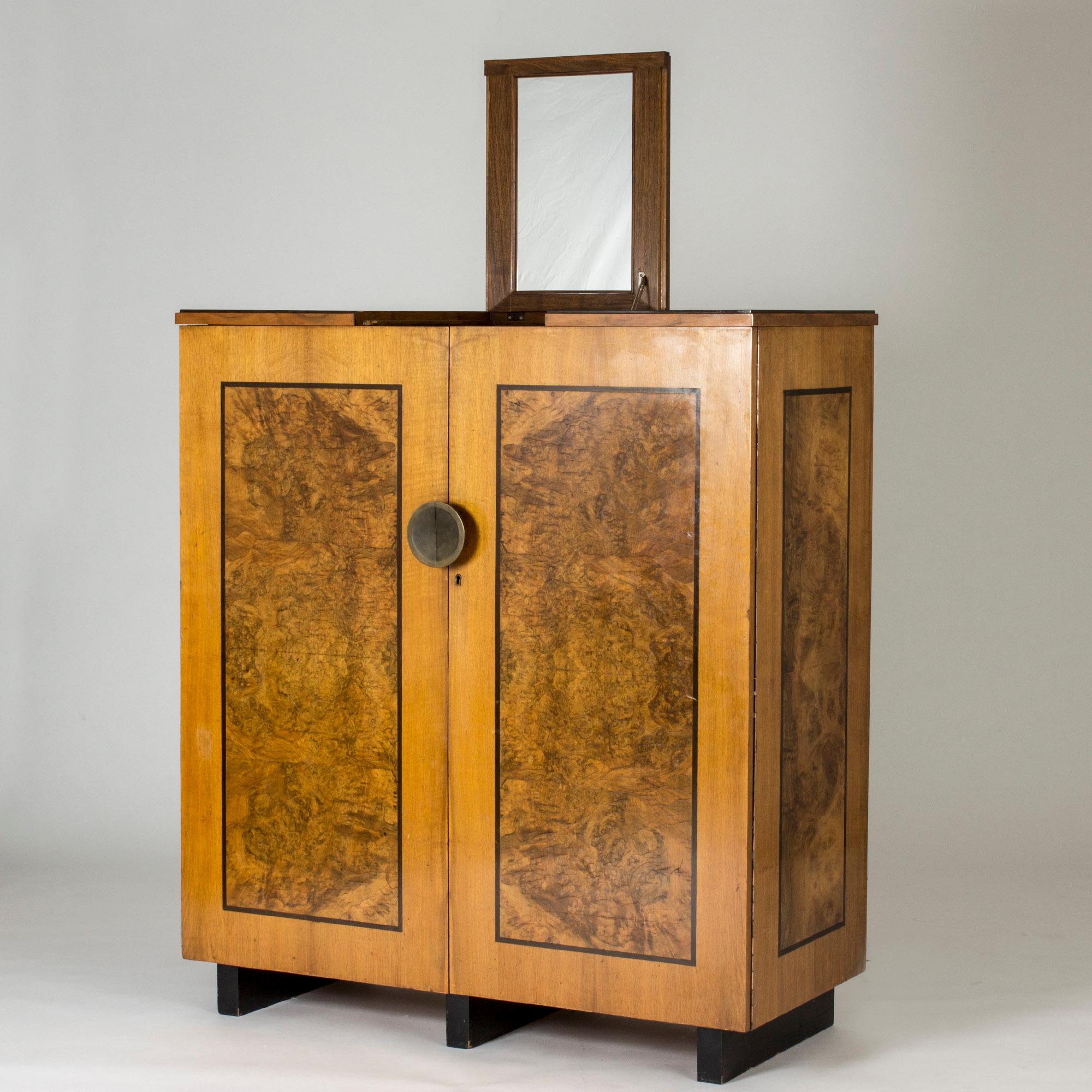 Brass Functionalist Cabinet by Erik Chambert for Chamberts Möbelfabrik, Sweden, 1930s