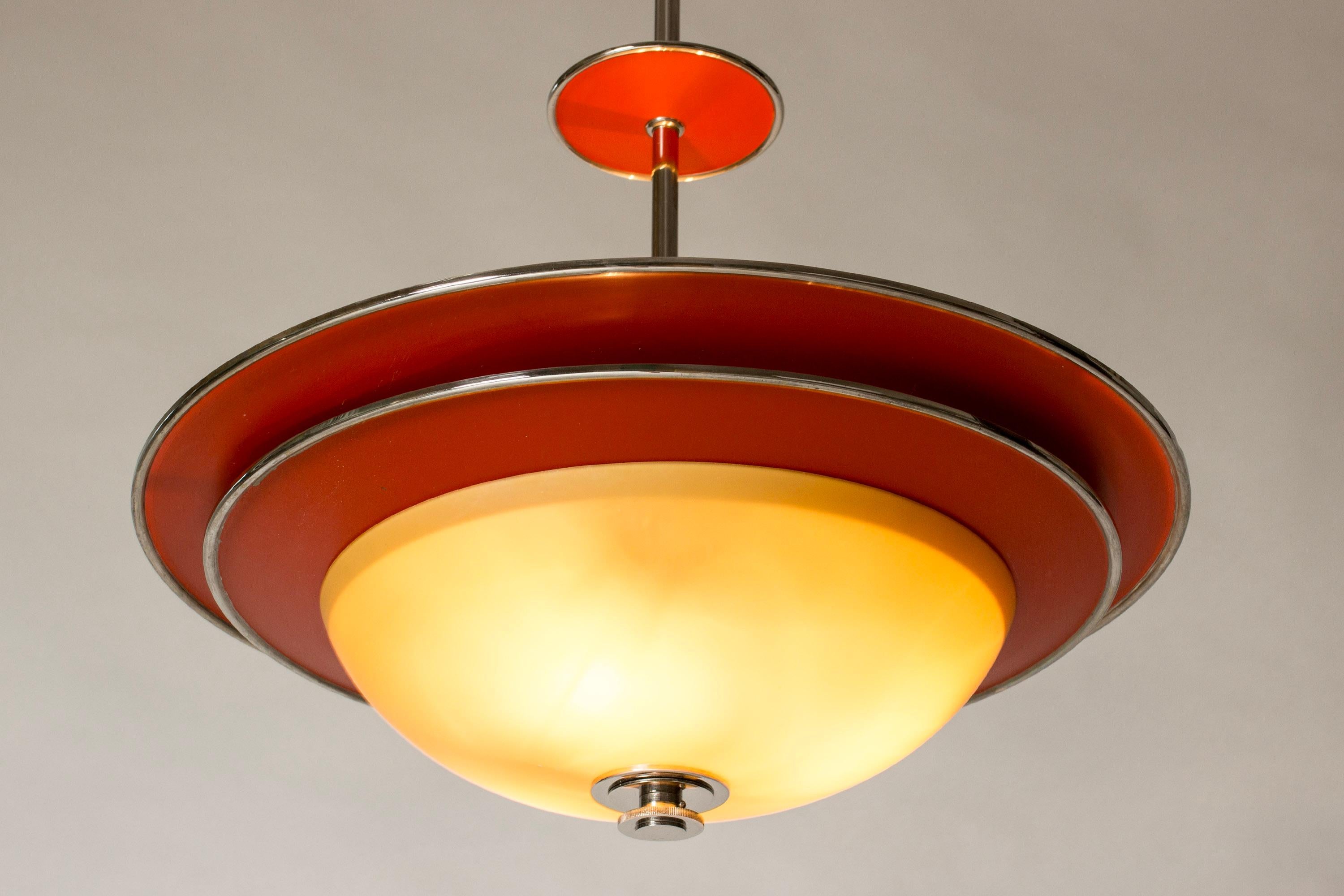 Scandinavian Modern Functionalist ceiling light by Erik Tidstrand, Nordiska Kompaniet, Sweden, 1930s