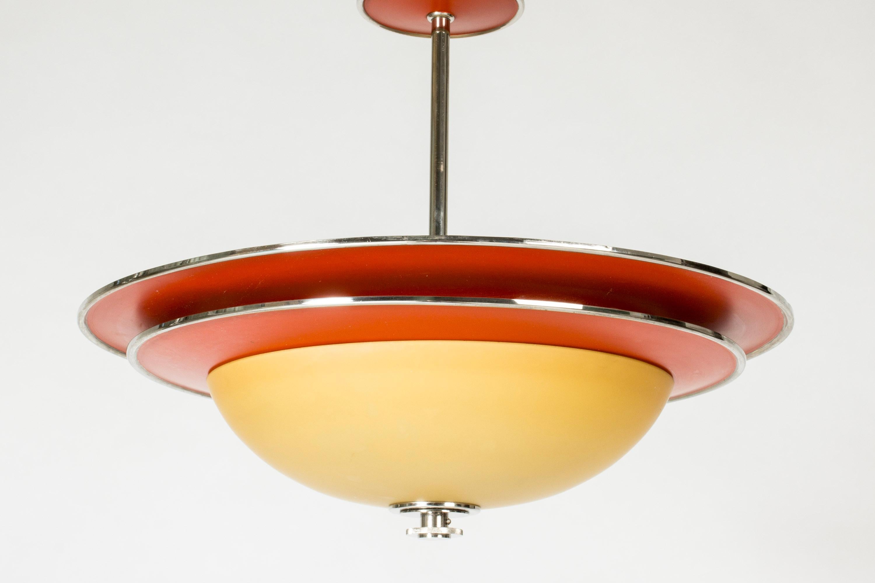 Functionalist ceiling light by Erik Tidstrand, Nordiska Kompaniet, Sweden, 1930s In Good Condition In Stockholm, SE