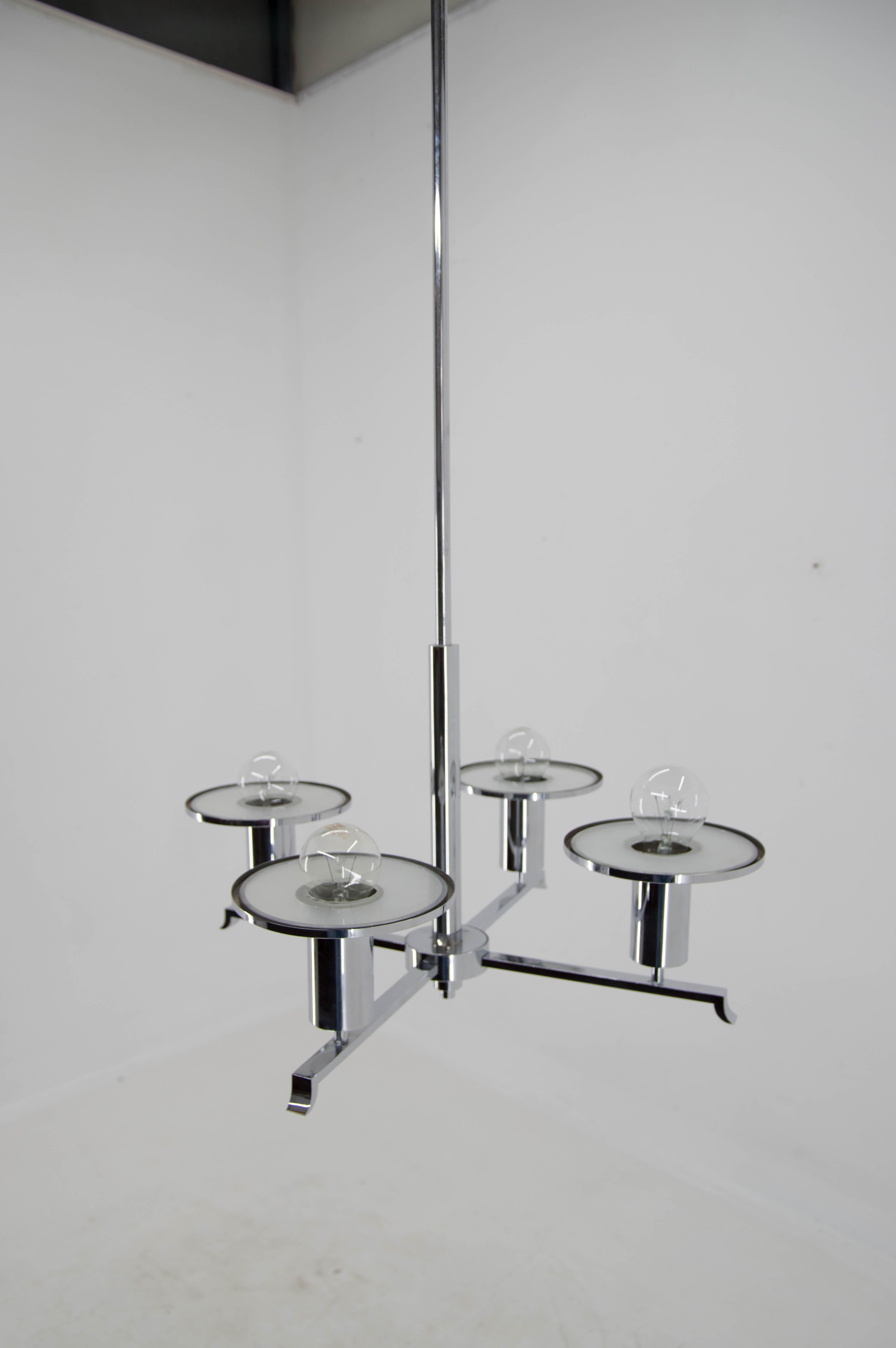 Functionalist Chrome Chandelier, 1930s For Sale 1