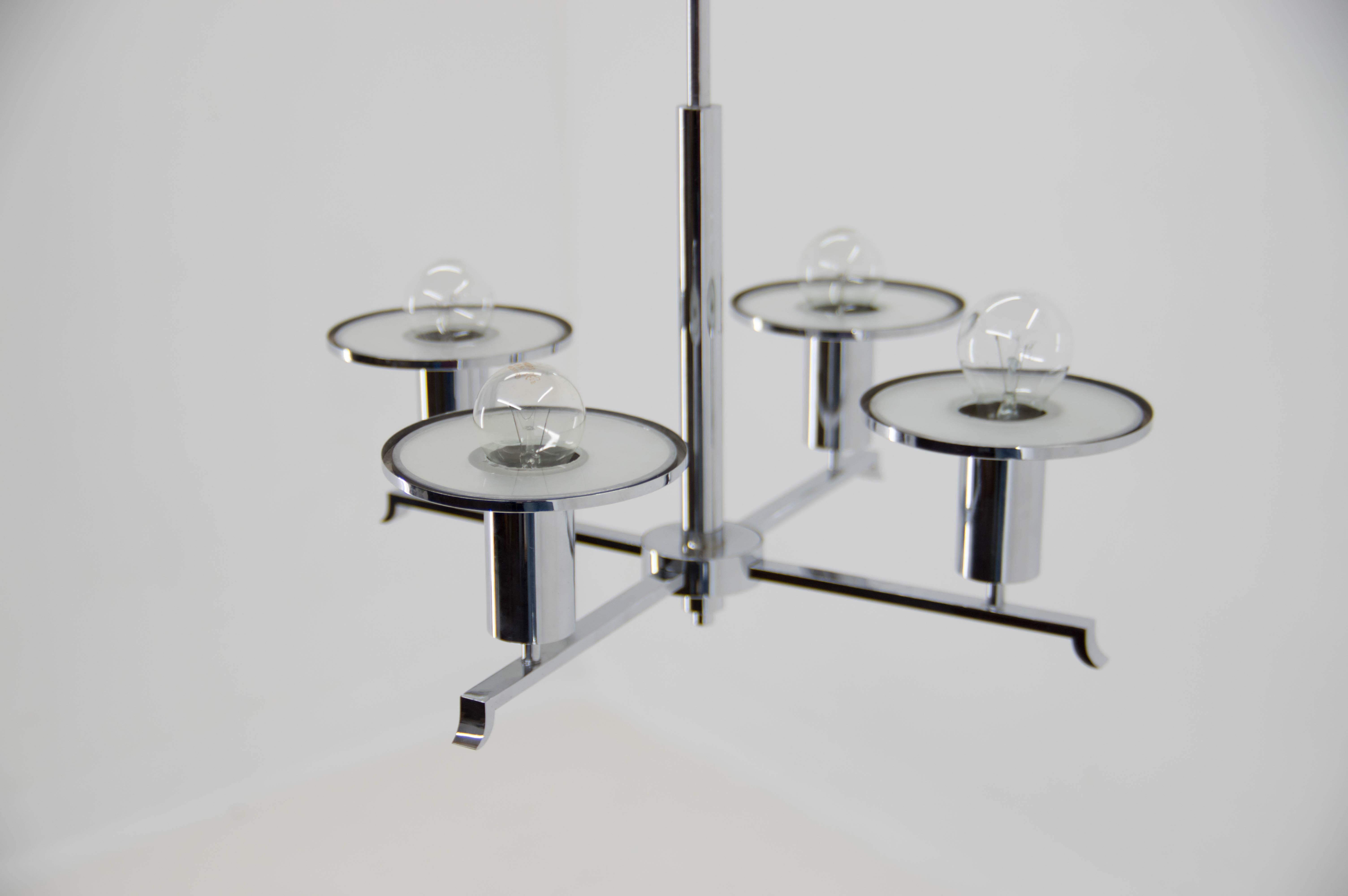 Functionalist Chrome Chandelier, 1930s For Sale 2