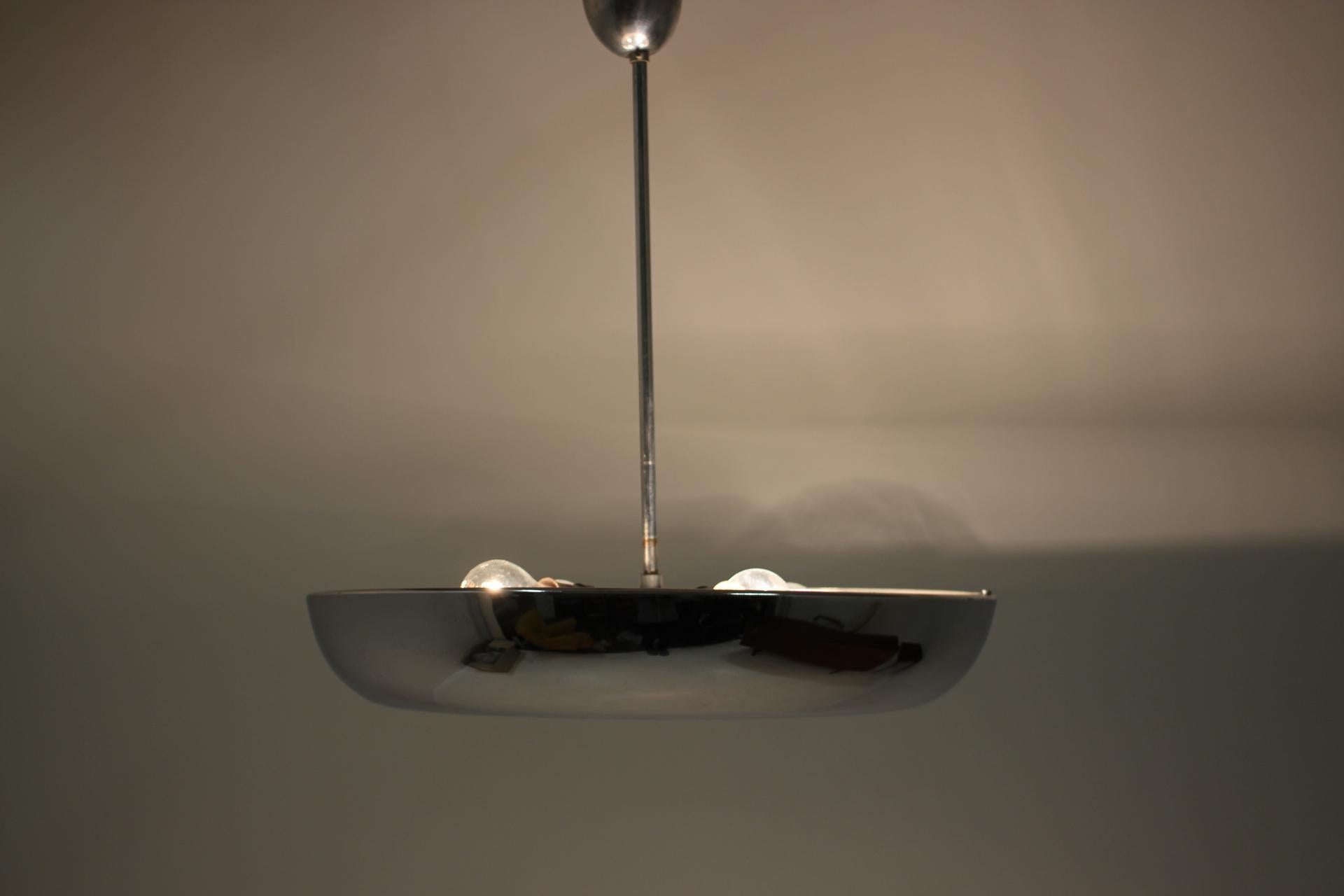 Mid-20th Century Functionalist Chrome Pendant UFO by Josef Hurka for Napako, 1930s For Sale