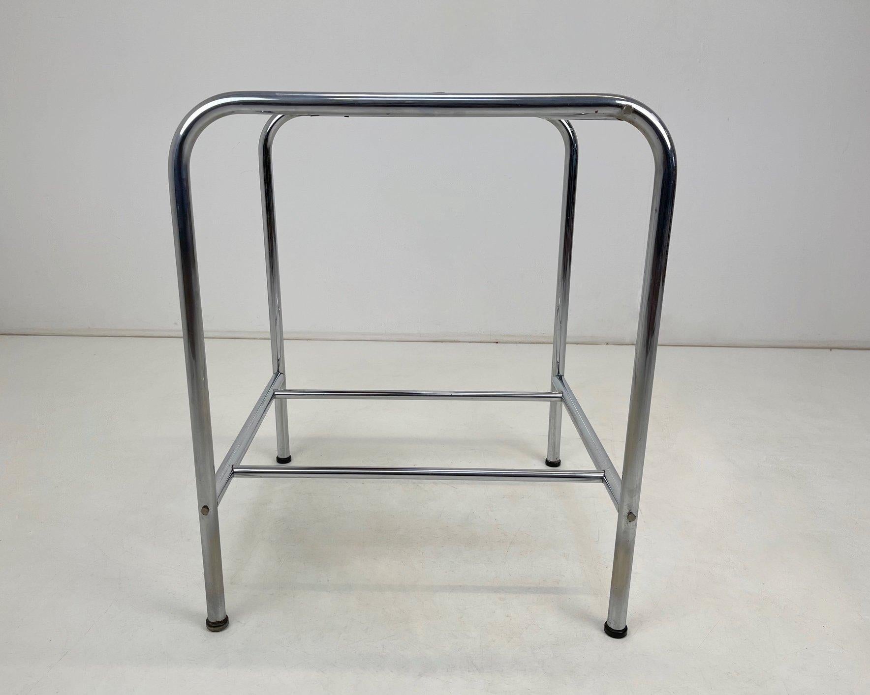 Functionalist Chrome & Wood Table, 1950's For Sale 3