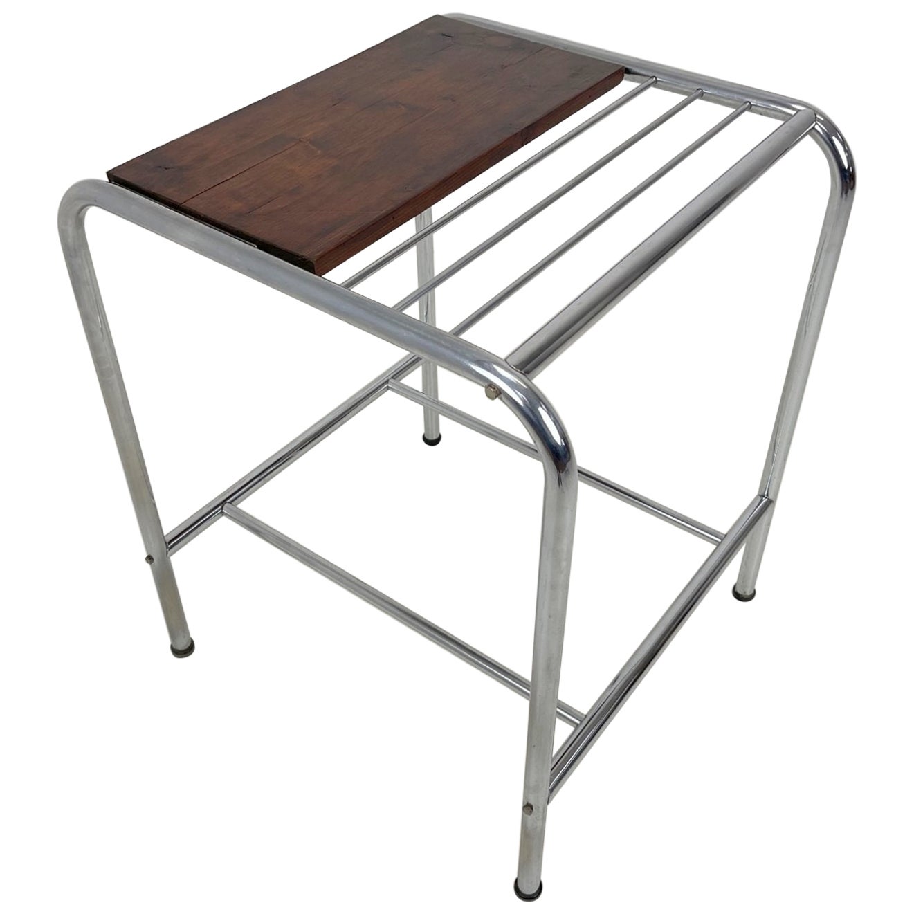 Functionalist Chrome & Wood Table, 1950's