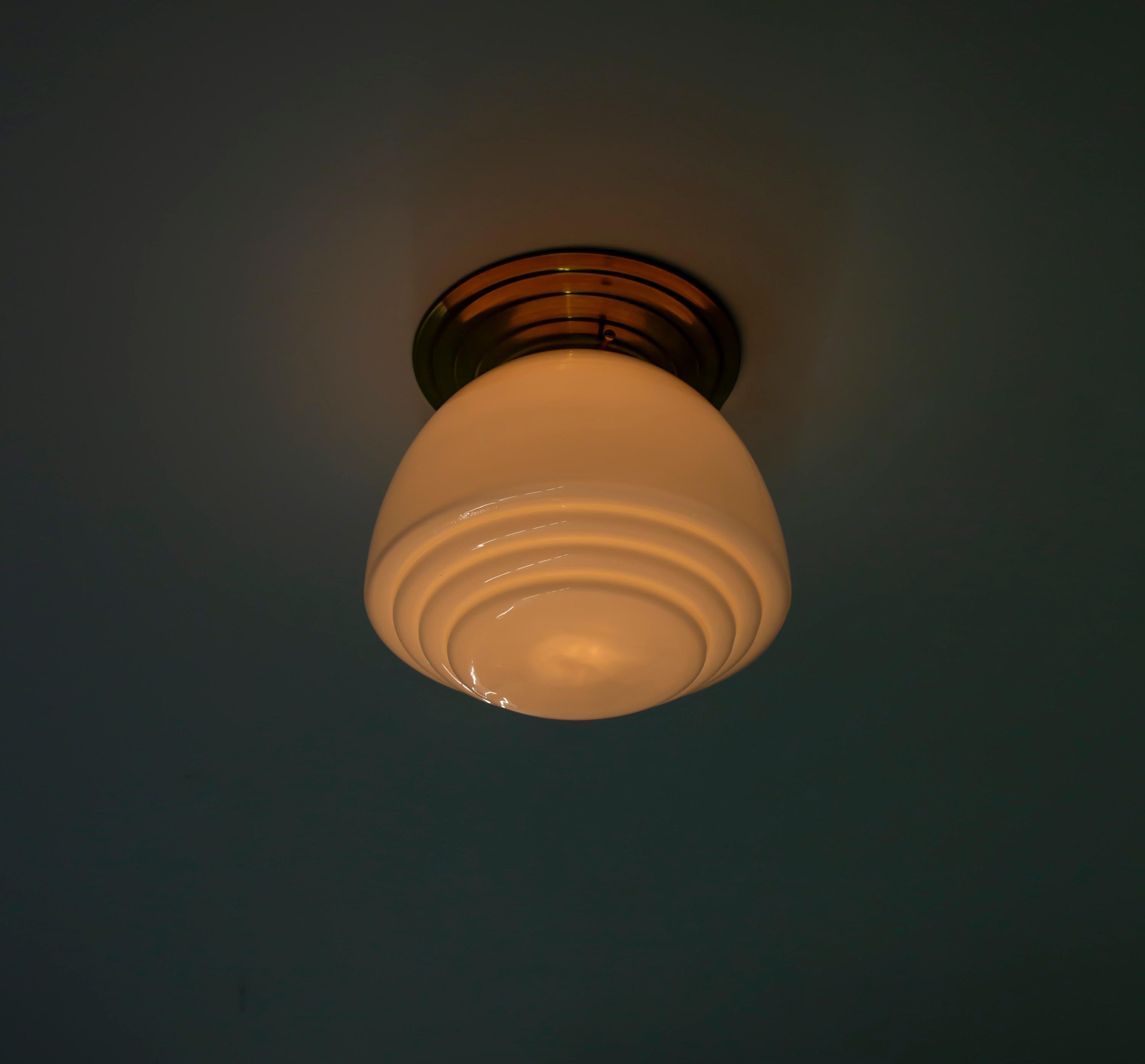 Functionalist Flush Mount Ceiling Light, 1950s In Good Condition For Sale In Oslo, NO