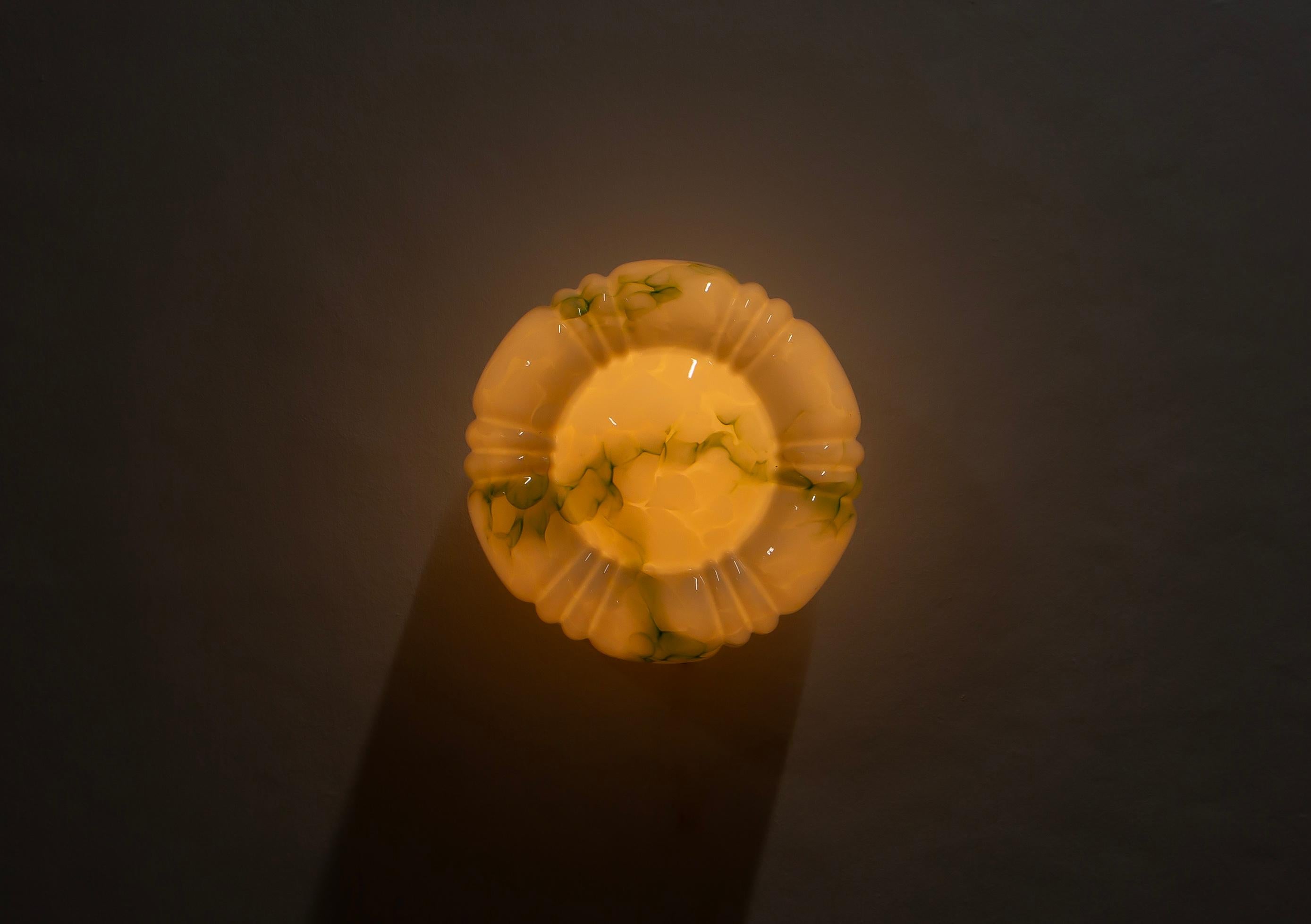 Opaline Glass Scandinavian Flush Mount Ceiling Light, 1950s For Sale