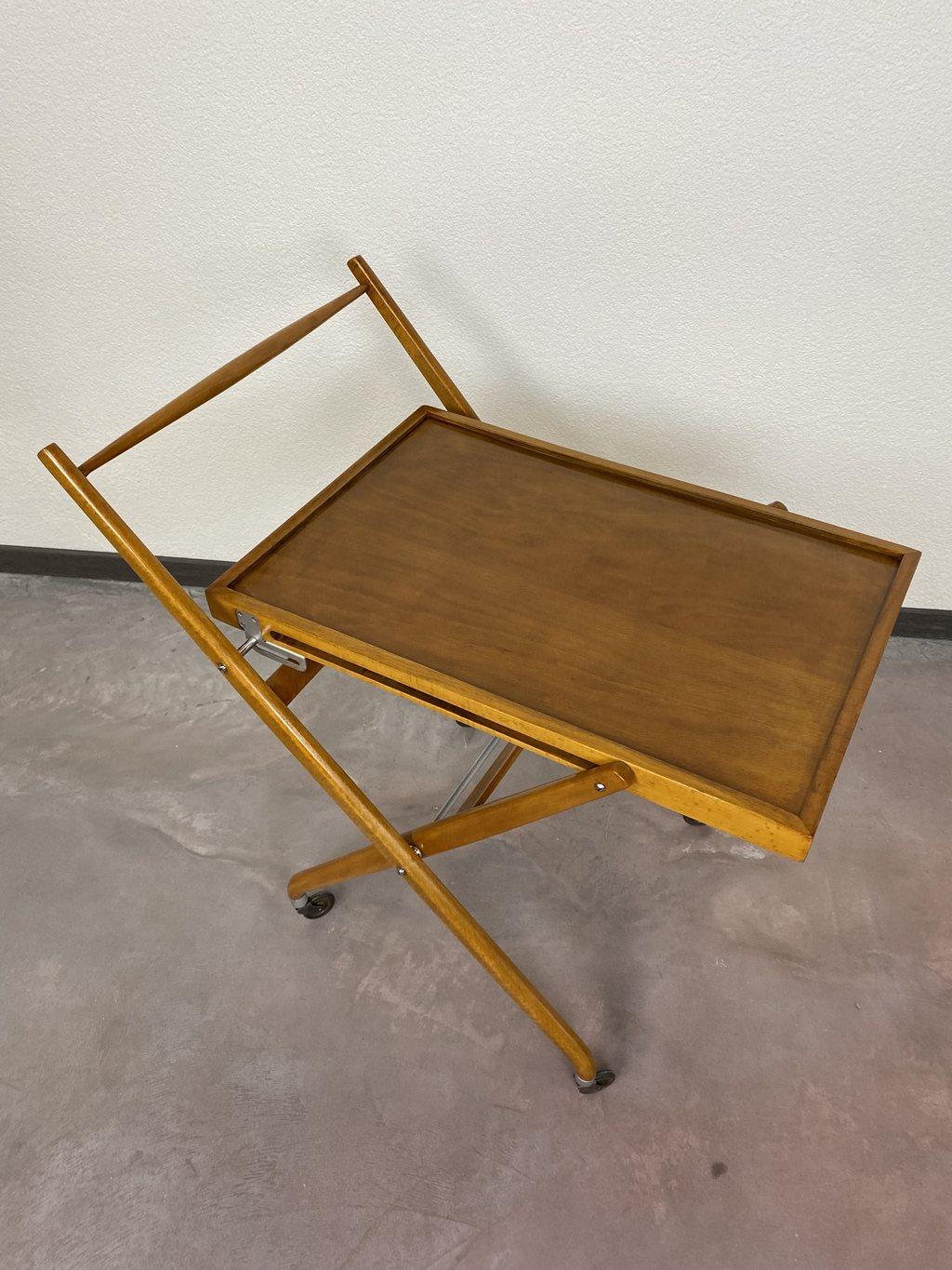Wood Functionalist Folding Trolley by Thonet For Sale