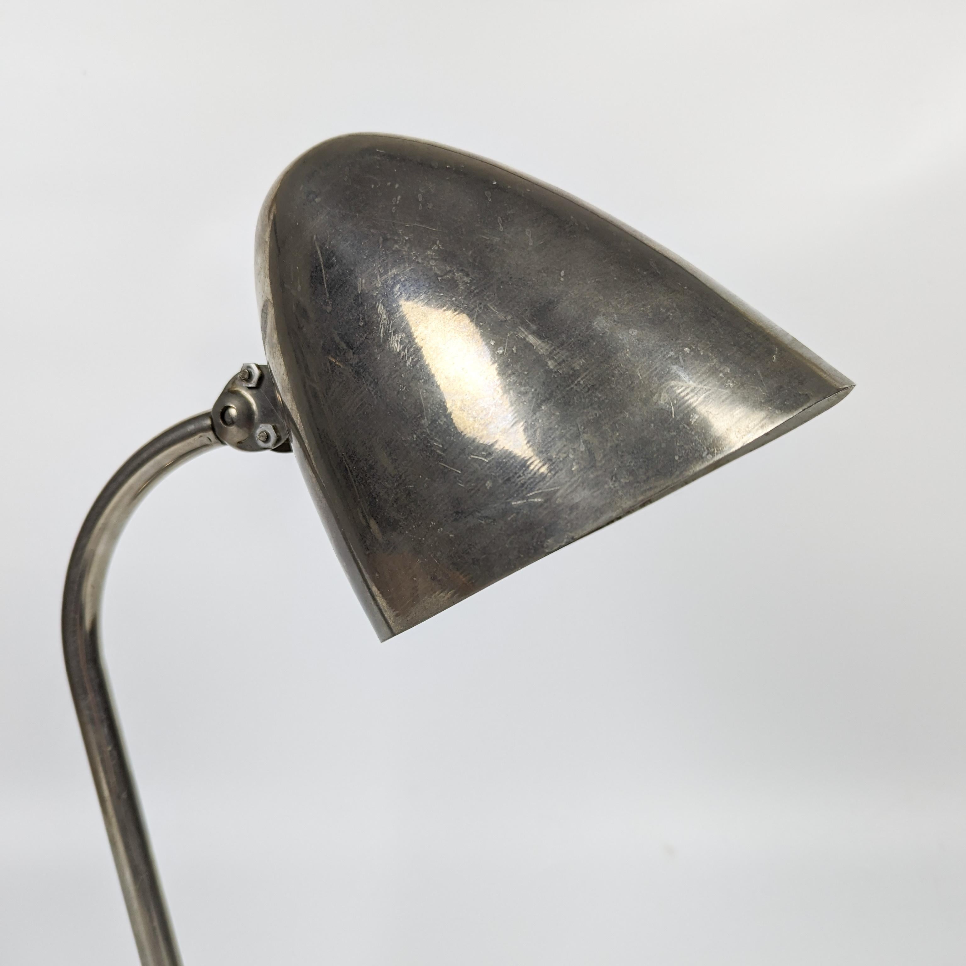 Steel Functionalist nickel plated table lamp by Franta Anýž, 1930 For Sale