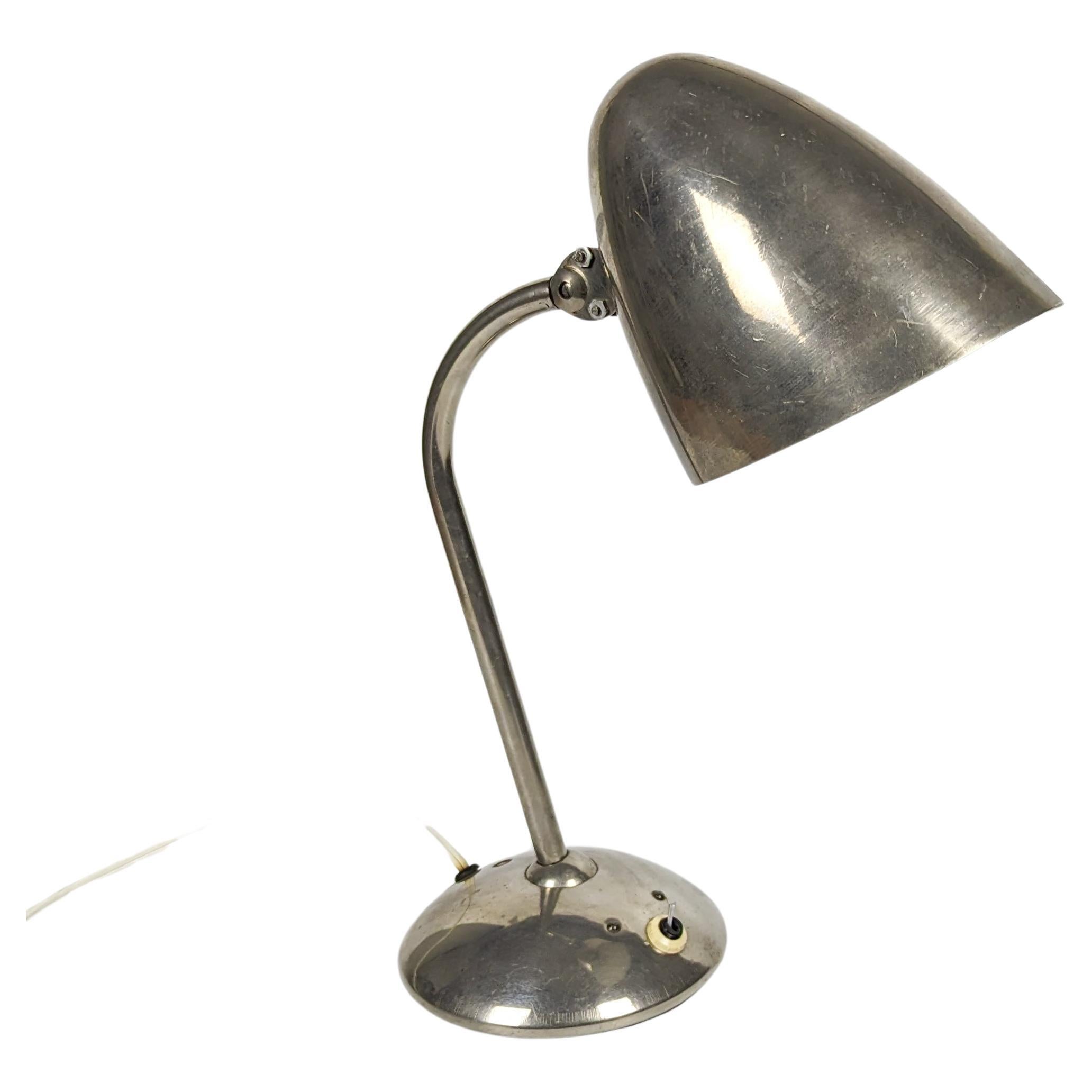 Functionalist nickel plated table lamp by Franta Anýž, 1930 For Sale