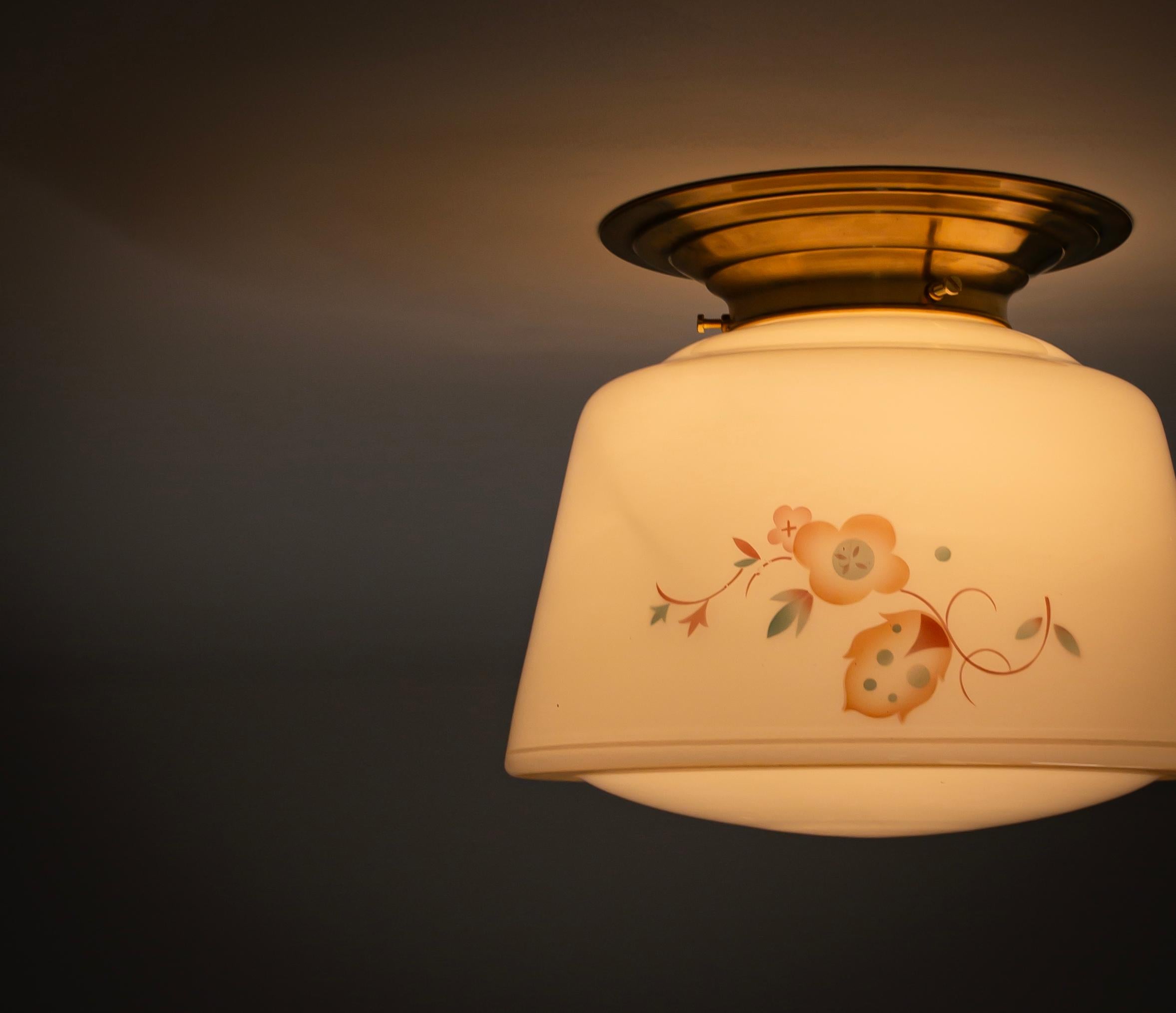 Functionalist Pair of Flush Mount Ceiling Lights, 1950s For Sale 3