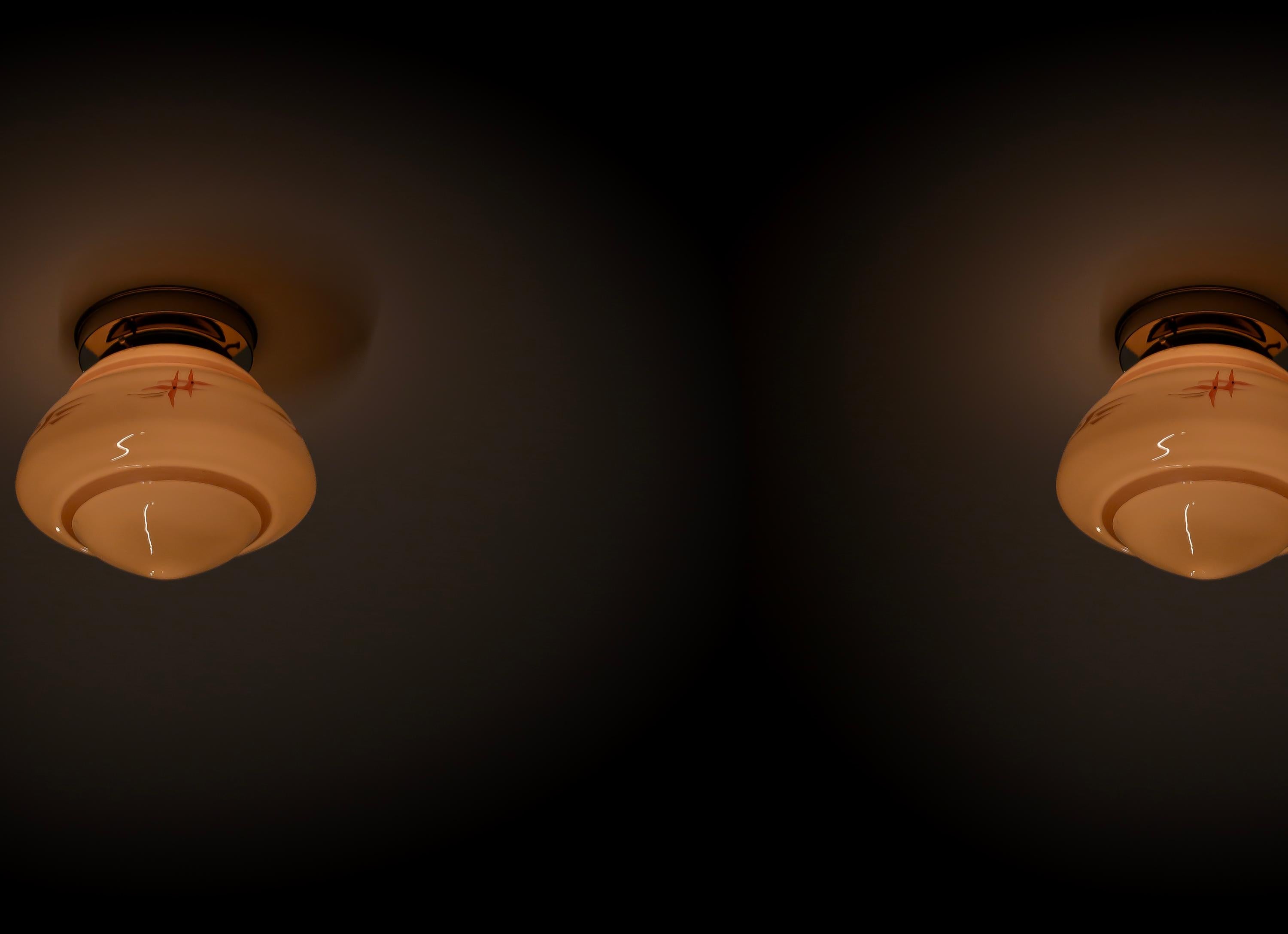Functionalist Pair of Flush Mount Ceiling Lights, 1950s For Sale 1