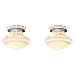 Functionalist Pair of Flush Mount Ceiling Lights, 1950s