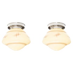 Functionalist Pair of Flush Mount Ceiling Lights, 1950s
