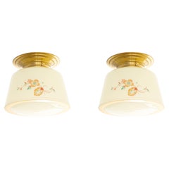 Functionalist Pair of Flush Mount Ceiling Lights, 1950s