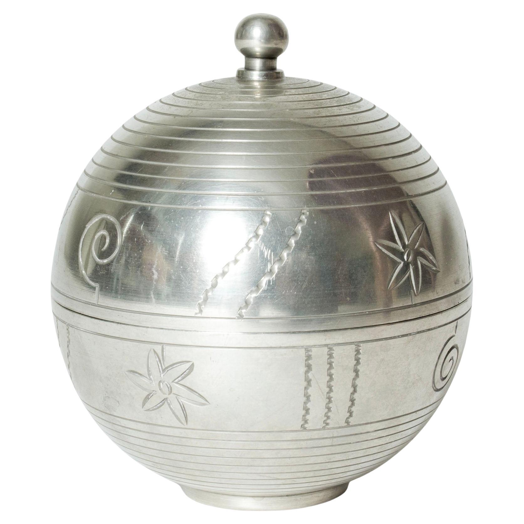 Functionalist Pewter Jar by Sylvia Stave, C. G. Hallberg, Sweden, 1936 For Sale