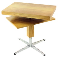 Functionalist Steel And Ash Wood Swivel Coffee Table, 1960s