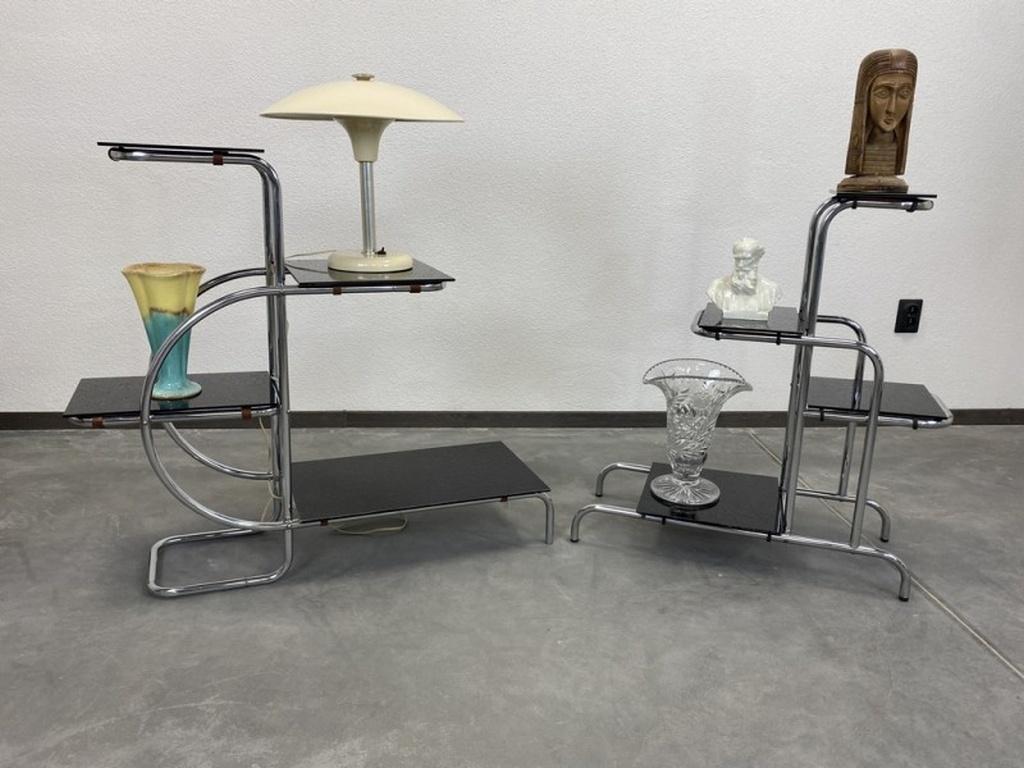 Mid-20th Century Functionalist Steel Plant Stand by Emile Guyot For Sale
