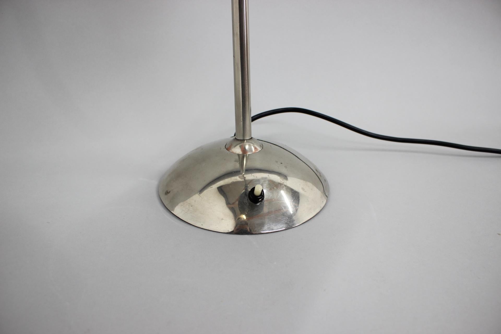 Plated Functionalist Table Lamp, Czechoslovakia, 1930s For Sale